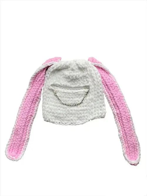 Other Handmade Knitted Balaclava Ski Mask Bunny Rabbit Style Size ONE SIZE - 3 Thumbnail