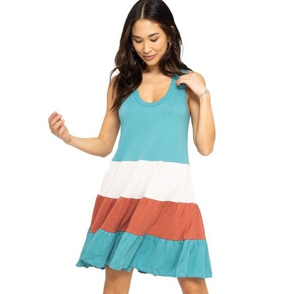 Sol Angeles NWT Sol Angeles Teal and Rust Tiered Mini Dress M Size M / US 6-8 / IT 42-44 - 10 Thumbnail