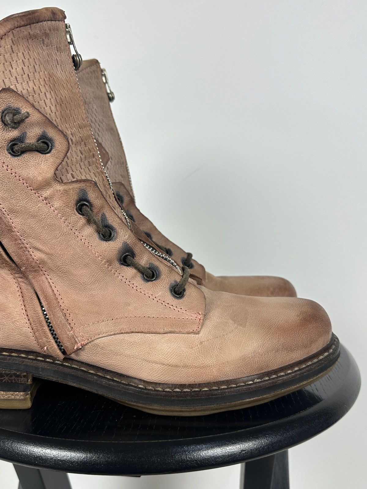 A.S.98 A.S.98. Airstep Leather Front Zip Biker Combat Ankle Boots Size US 10 / IT 40 - 17 Thumbnail