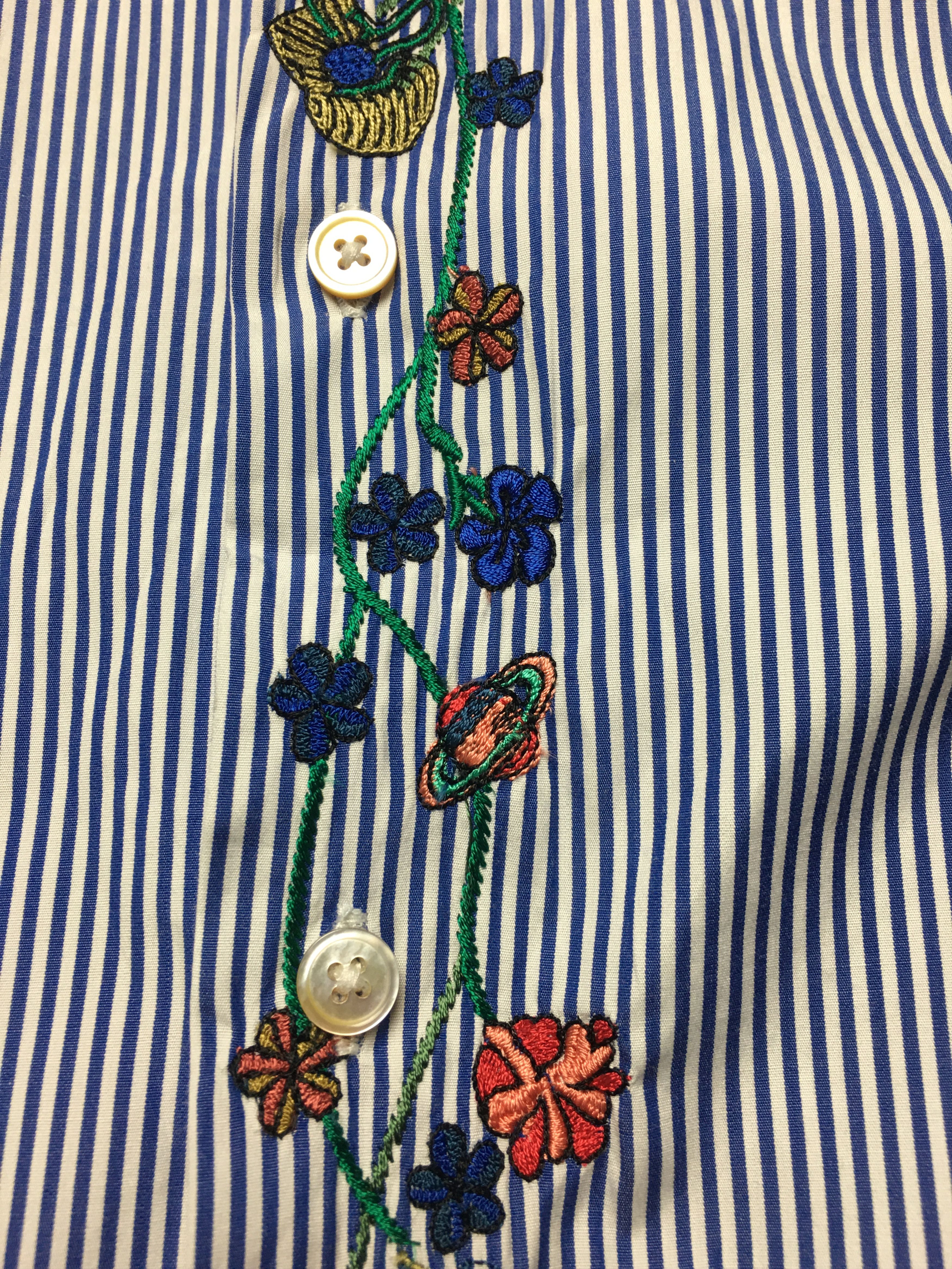 Paul Smith Paul Smith Stripped Embroidered Floral Mens Shirt Size US M / EU 48-50 / 2 - 3 Thumbnail