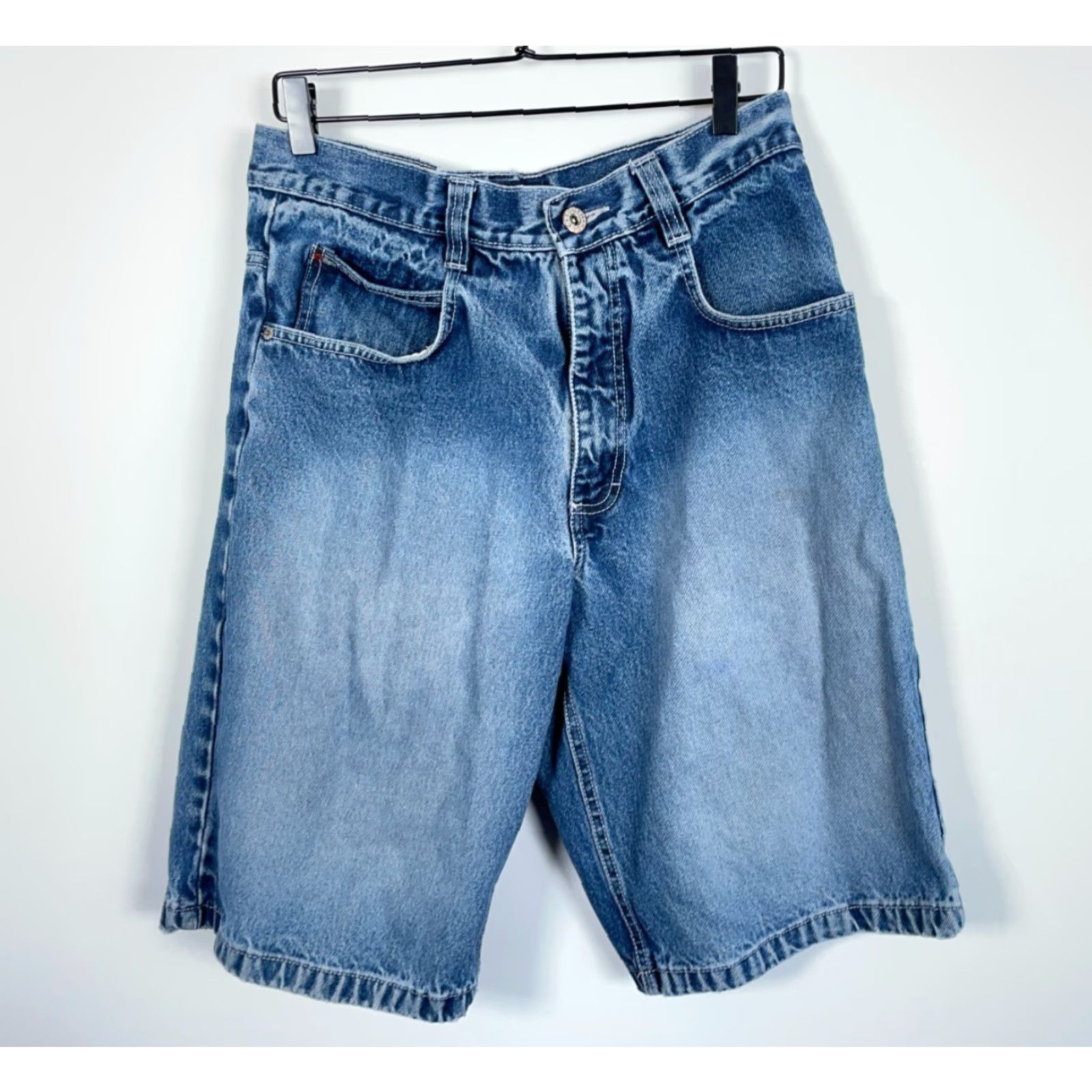 Southpole VINTAGE Southpole Jeans Shorts Mens Bermuda Baggy 30 x 12 Blue Denim Cotton Zip Fly 100% Denim Hip Hop Retro Size US 30 / EU 46 - 2 Thumbnail