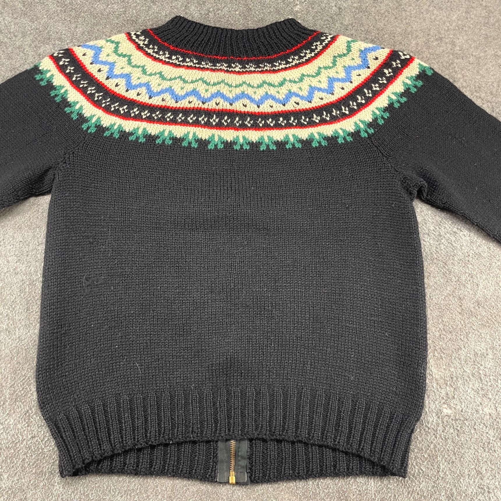 Vintage VINTAGE Fair Isle Cardigan Sweater Mens XL Black Green Full Zip Wool Cable Knit 90s USA Winter Size US XL / EU 56 / 4 - 7 Thumbnail