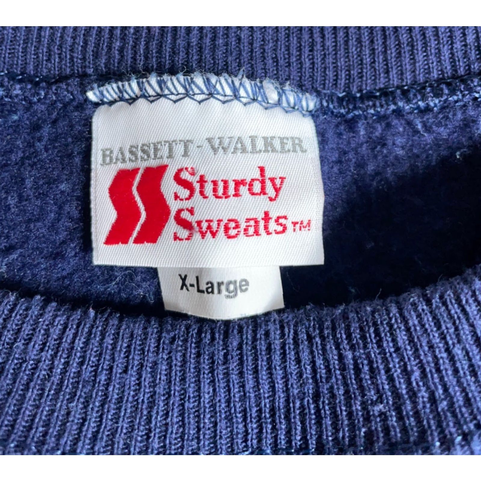 Vintage VINTAGE 90s Bassett-Walker Sturdy Sweats Sweatshirt XL Dark Blue Men's Pullover Crew Neck Heavyweight Cotton-Blend Fleece Size US XL / EU 56 / 4 - 3 Thumbnail