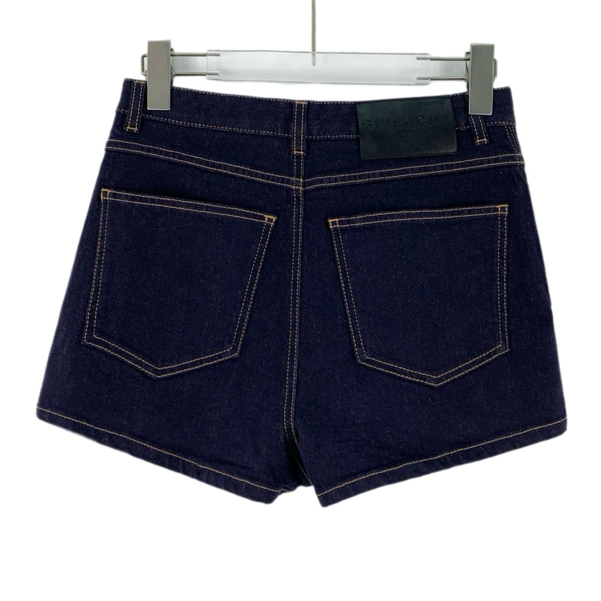 Givenchy Givenchy Dark Blue Denim Shorts With Logo Leather Tag K26WX Size 26" / US 2 / IT 38 - 2 Thumbnail