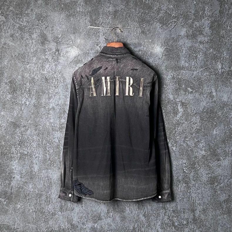 Amiri Amiri Black Gray Cotton Denim Jacket Size US L / EU 52-54 / 3 - 2 Thumbnail