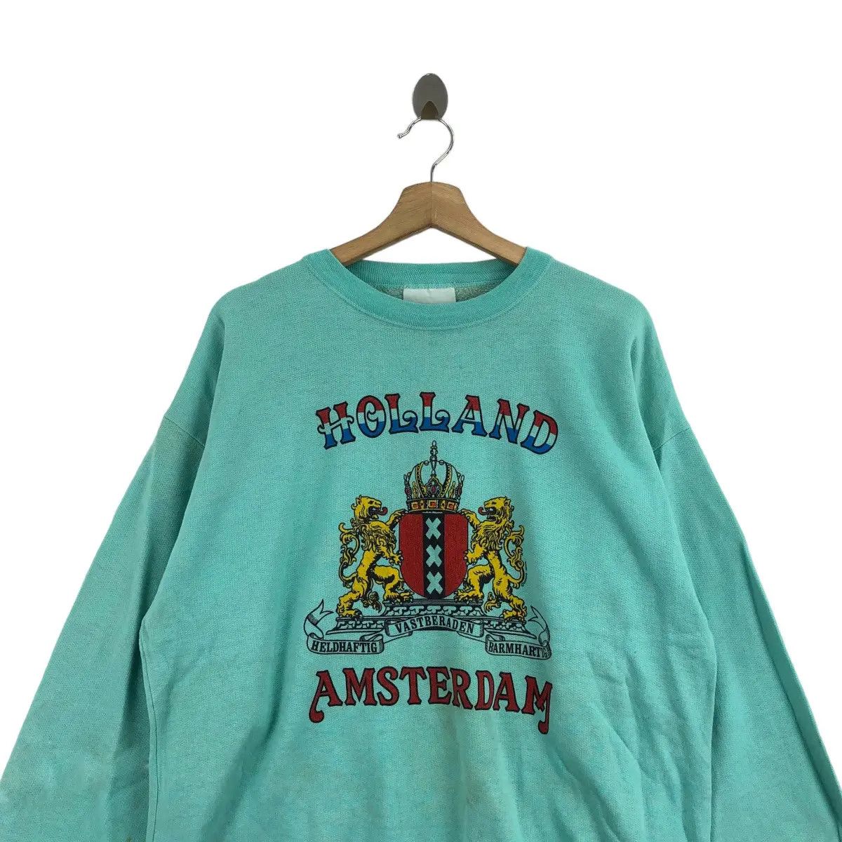 Vintage Vtg 90’ AMSTERDAM HOLLAND CREST Motto Sweatshirt Collegiate Size XL / US 12-14 / IT 48-50 - 2 Thumbnail