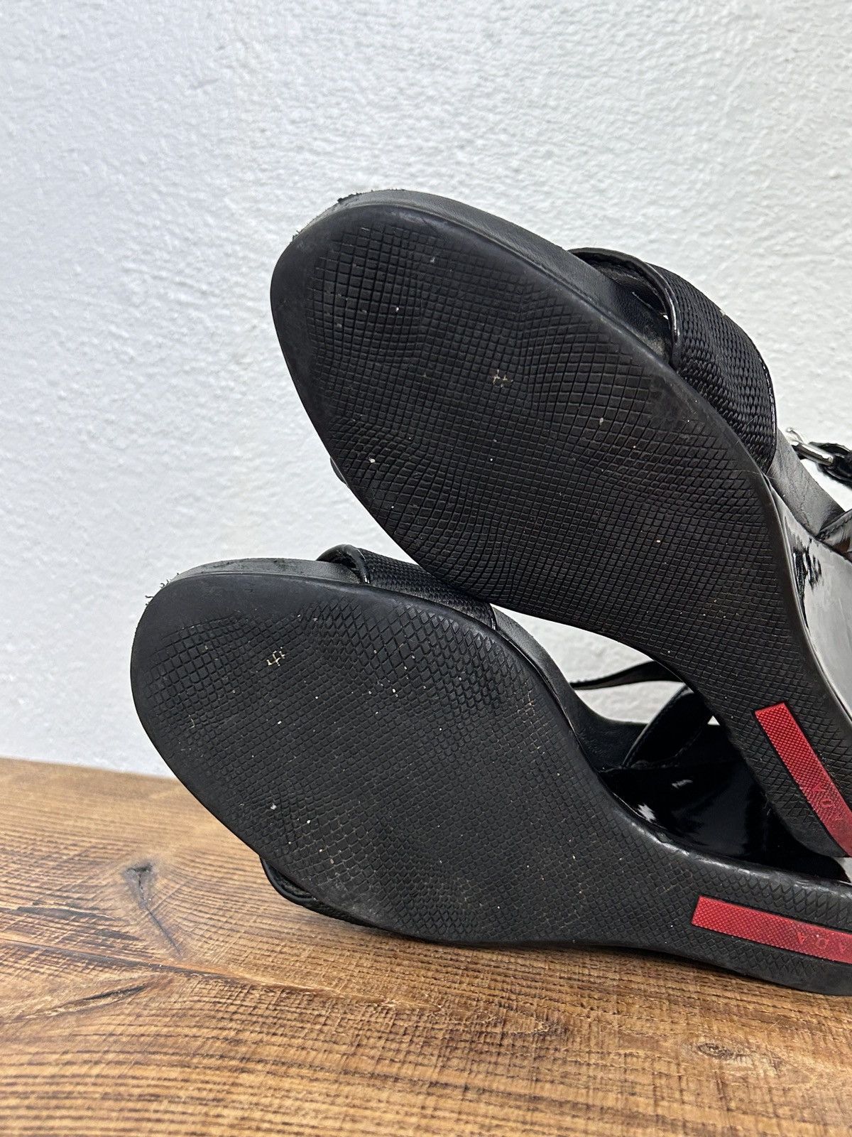 Prada Prada Logo Patch Platform Heeled Sandals Size 38.5 Size US 8.5 / IT 38.5 - 13 Thumbnail
