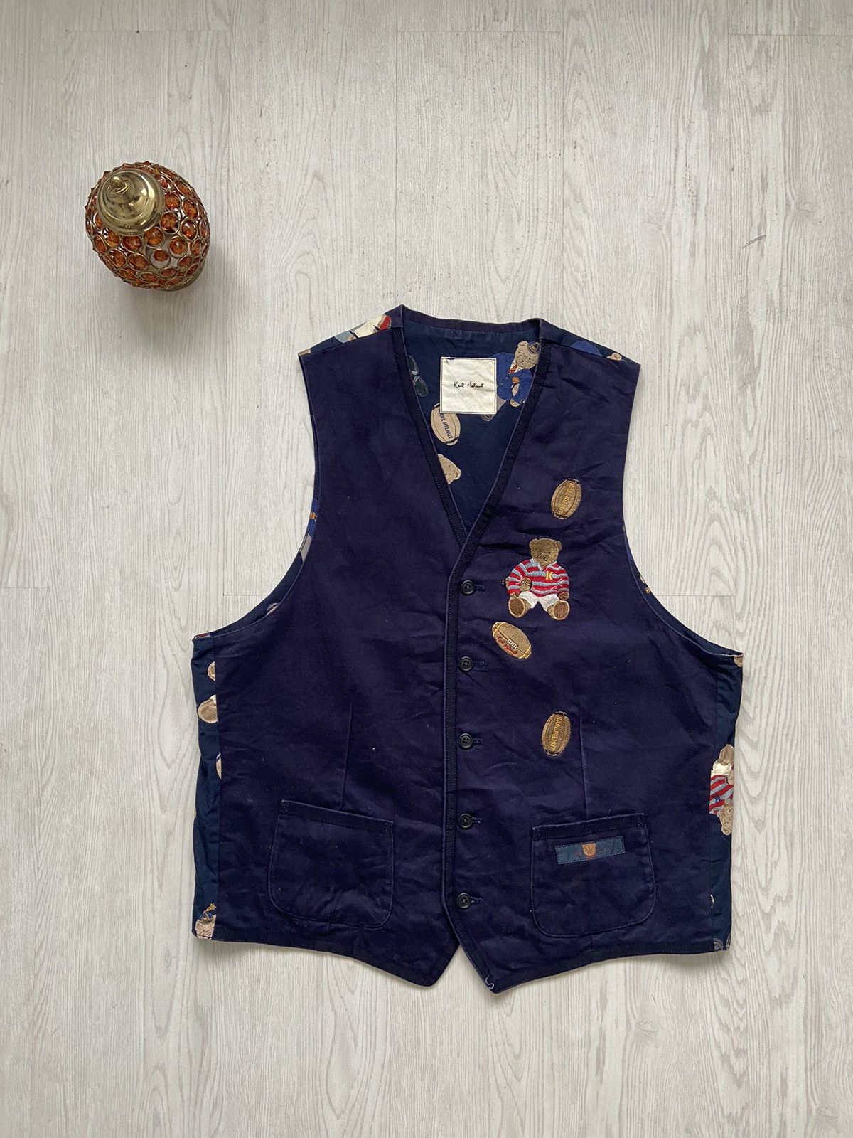 Karl Helmut × Pink House Vintage 1990’s Karl Helmut Polo Bear Print Duck Cotton Vest Size US L / EU 52-54 / 3 - 1 Thumbnail