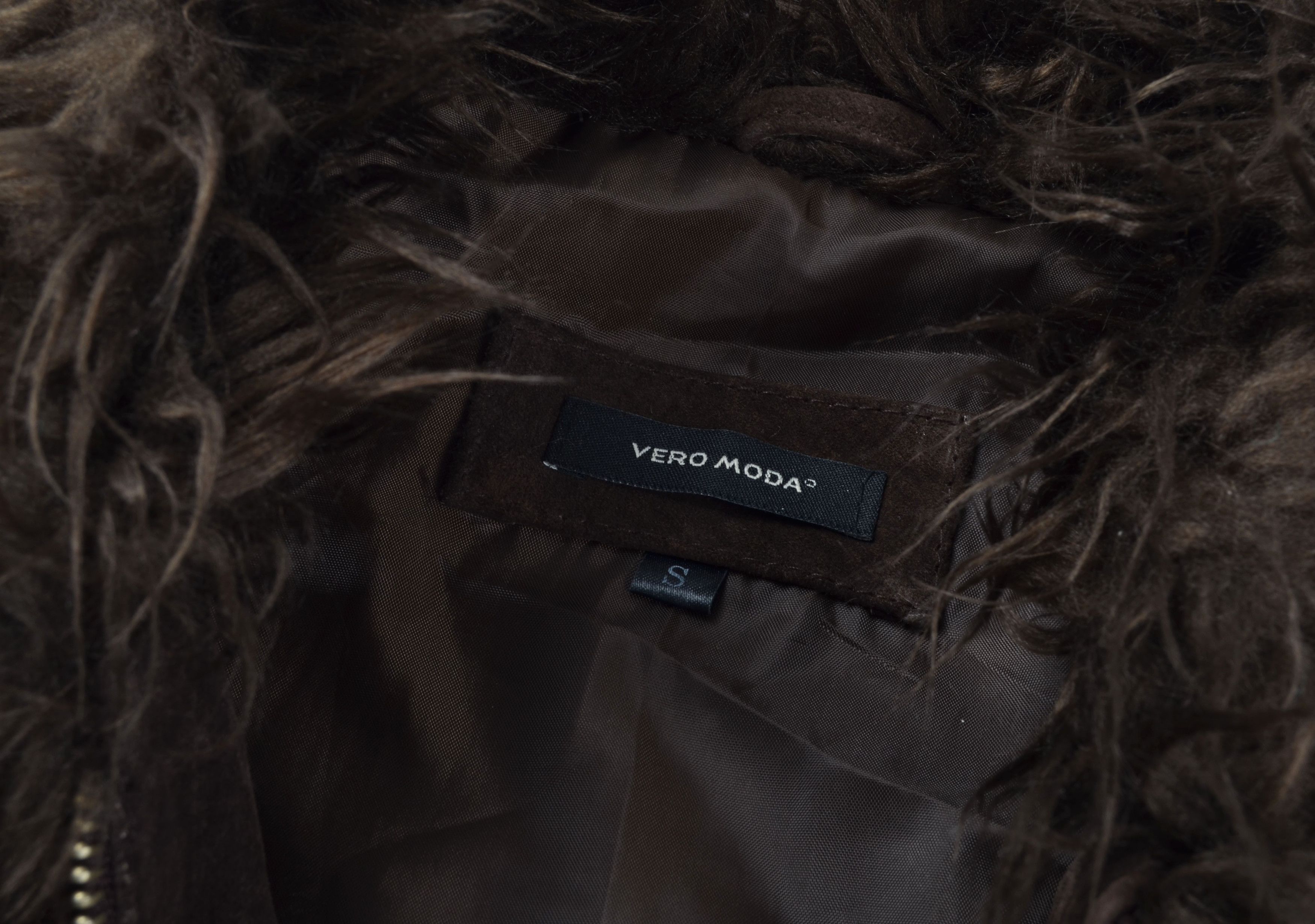 Other Vero Moda Y2K Suede Fur Collar Zip Up Biker Spy Jacket Size S / US 4 / IT 40 - 8 Thumbnail