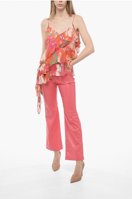 MSGM og1mm0724 Asymmetric Ciffon Slip Top in Multicolor Size XS / US 0-2 / IT 36-38 - 4 Thumbnail