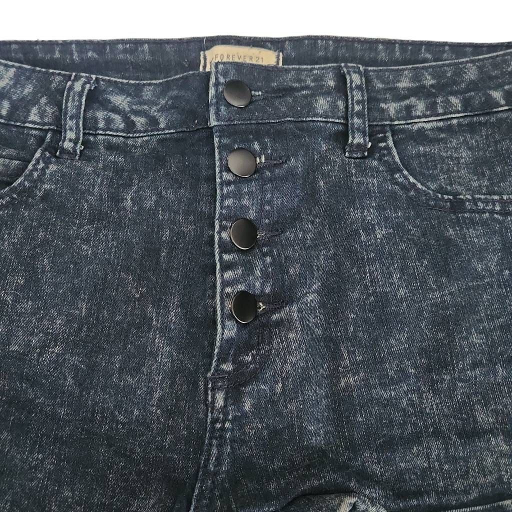 Forever 21 Forever 21 Women's Size 30 Black Blue Denim Button Down High Size 30" / US 8 / IT 44 - 2 Thumbnail