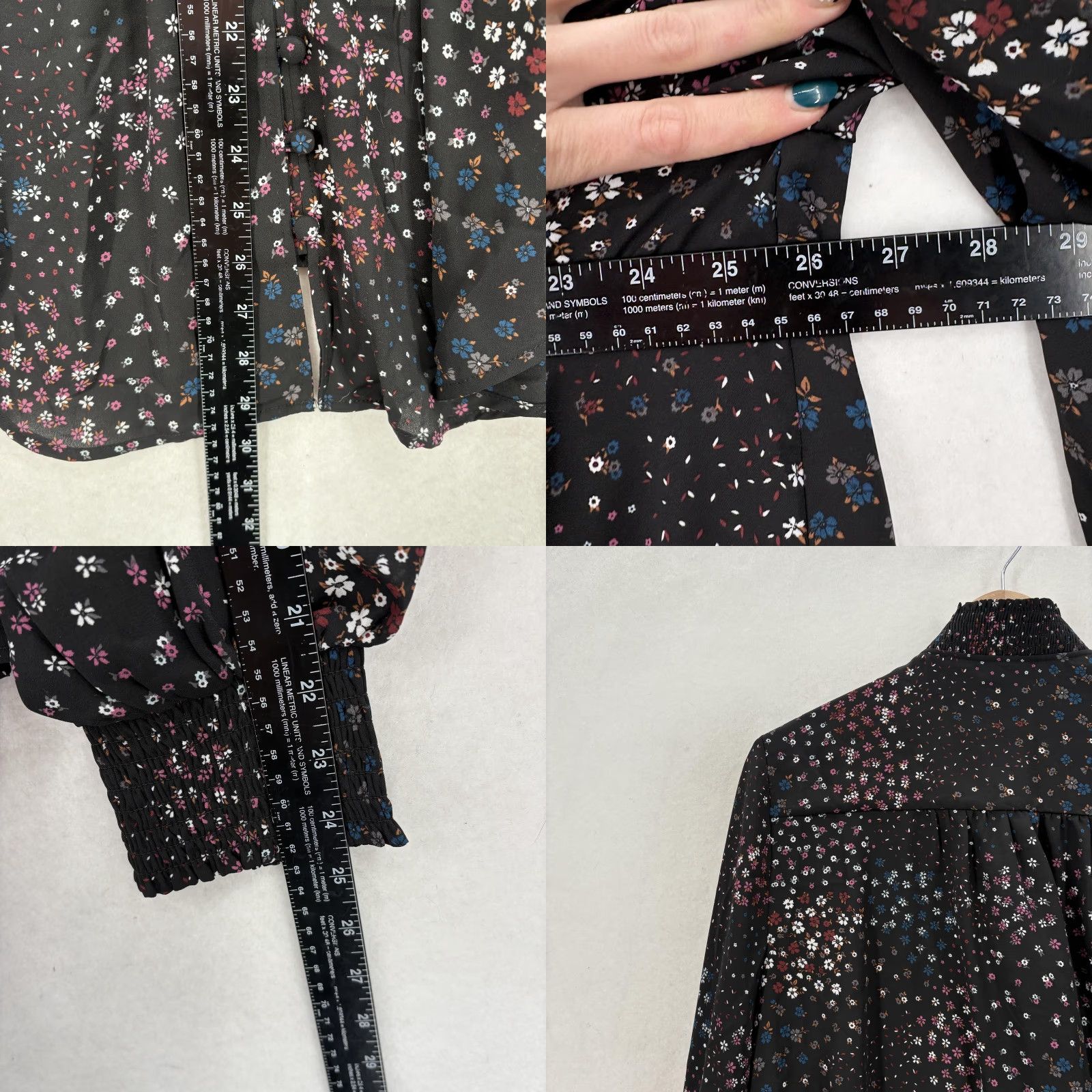 Torrid Torrid Blouse Womens 2X Black Floral Mock Neck Button Front Tunic Top NWT Sheer Plus Size Sleeves Balloon Sleeve Casual Size XXL / US 16-18 / IT 52-54 - 8 Thumbnail
