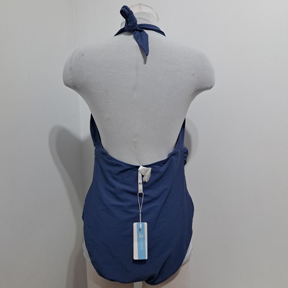 Other Cupshe Bianca Plunge Halter One Piece Ruched Swimsuit Dusty Size XXL / US 16-18 / IT 52-54 - 9 Thumbnail