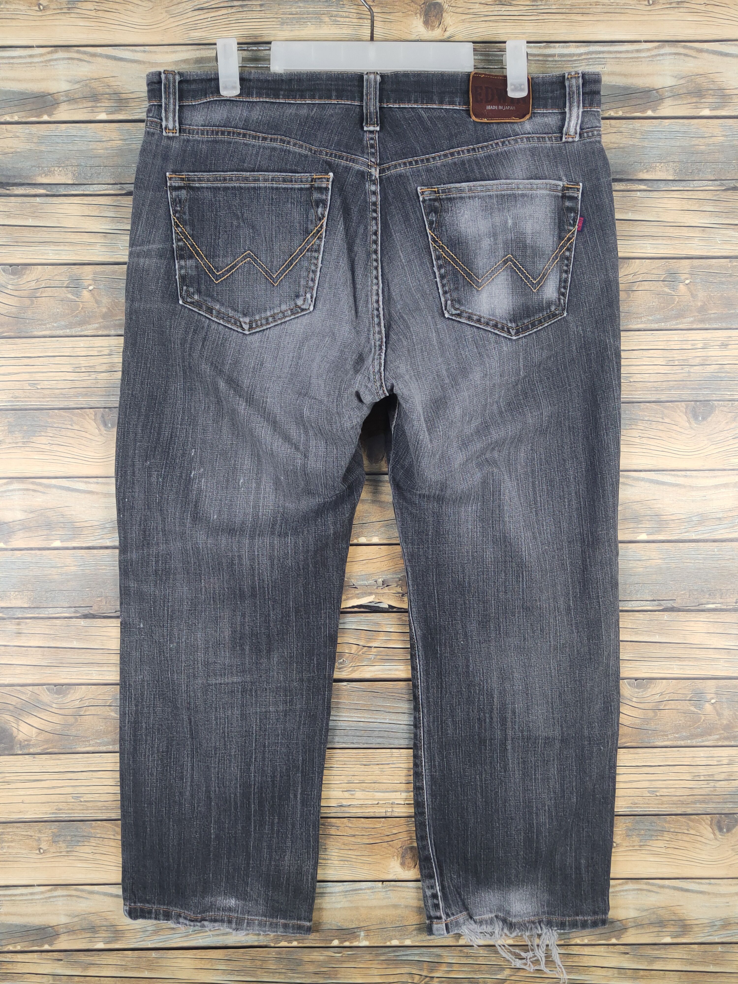 Edwin Edwin Black Distressed Ripped Jeans #W1322 Size US 35 - 9 Thumbnail