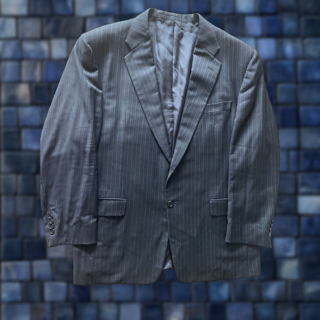 Vintage VINTAGE Hickey Freeman Black Pinstripe Sport Jacket Coat Mens 44R Blazer USA Size 44R - 1 Thumbnail