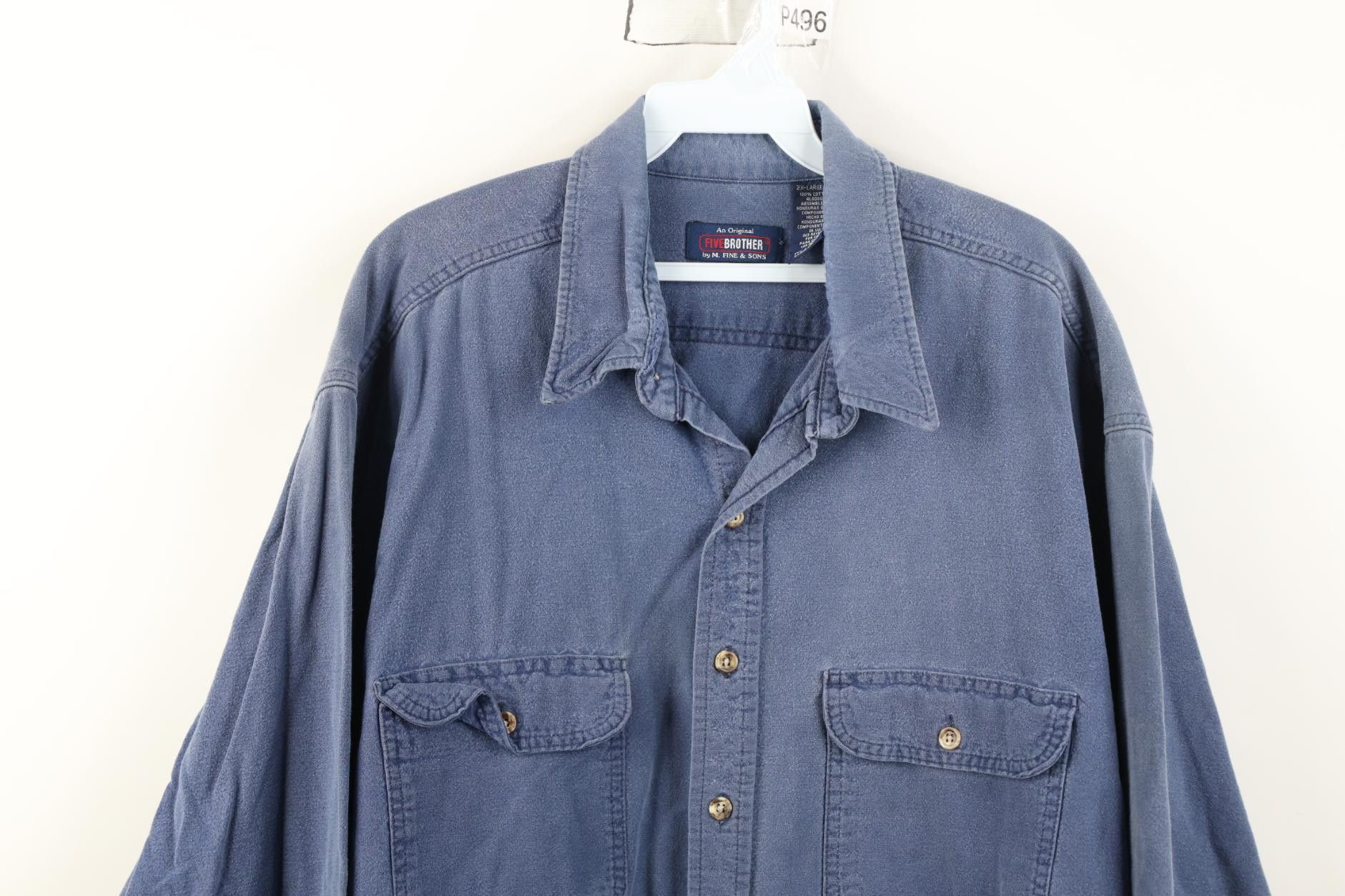 FiveBrother Vintage 90s Five Brother Heavy Chamois Cloth Button Shirt Size US XXL / EU 58 / 5 - 2 Thumbnail
