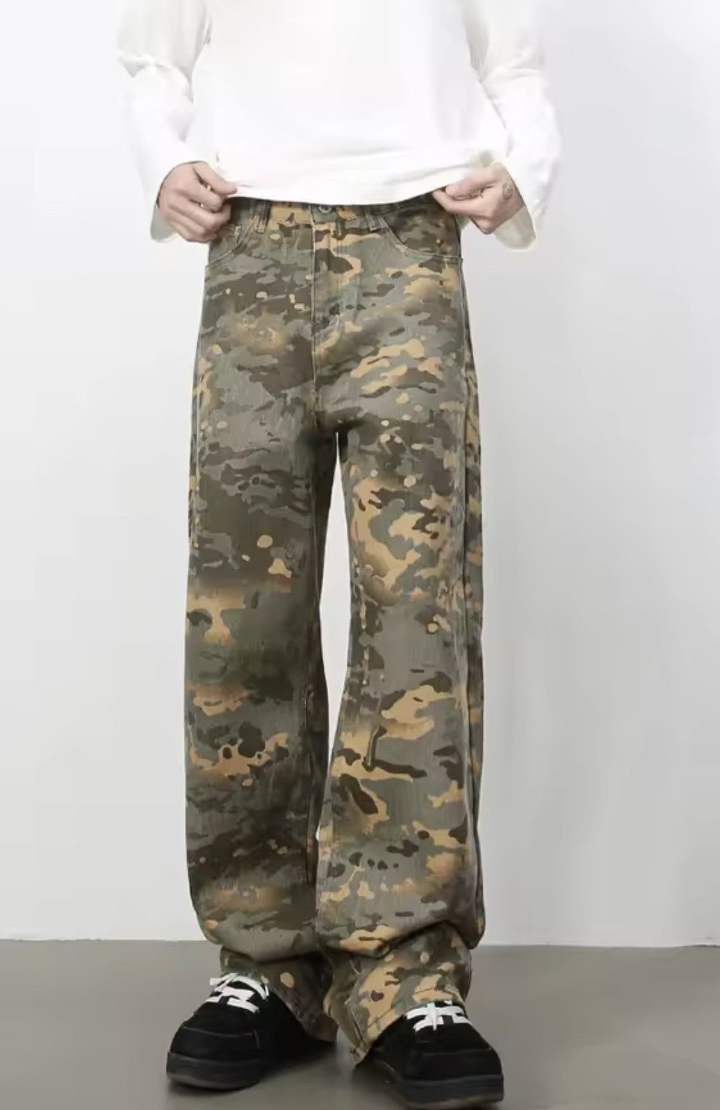 Japanese Brand Camo Denim Pants - Wide Leg Tactical Streetwear Trousers Size US 33 - 3 Thumbnail