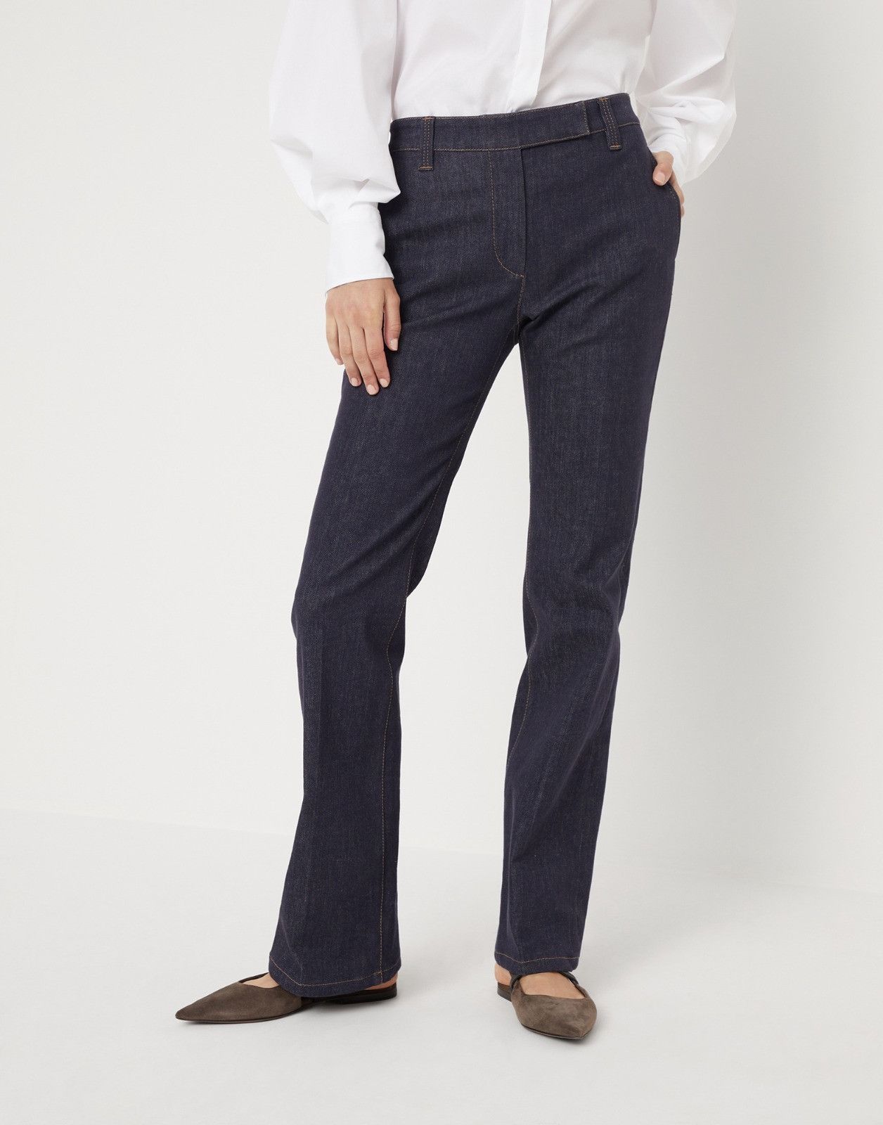 Brunello Cucinelli o1la1rc1a0425 Lady Dyed Denim Pant in Navy Size 26" / US 2 / IT 38 - 1 Thumbnail