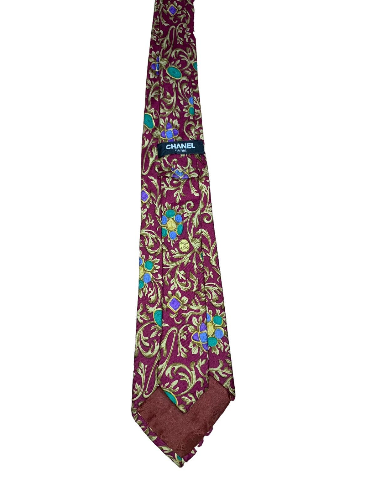 Chanel Chanel floral maroon silk neck tke Size ONE SIZE - 4 Thumbnail