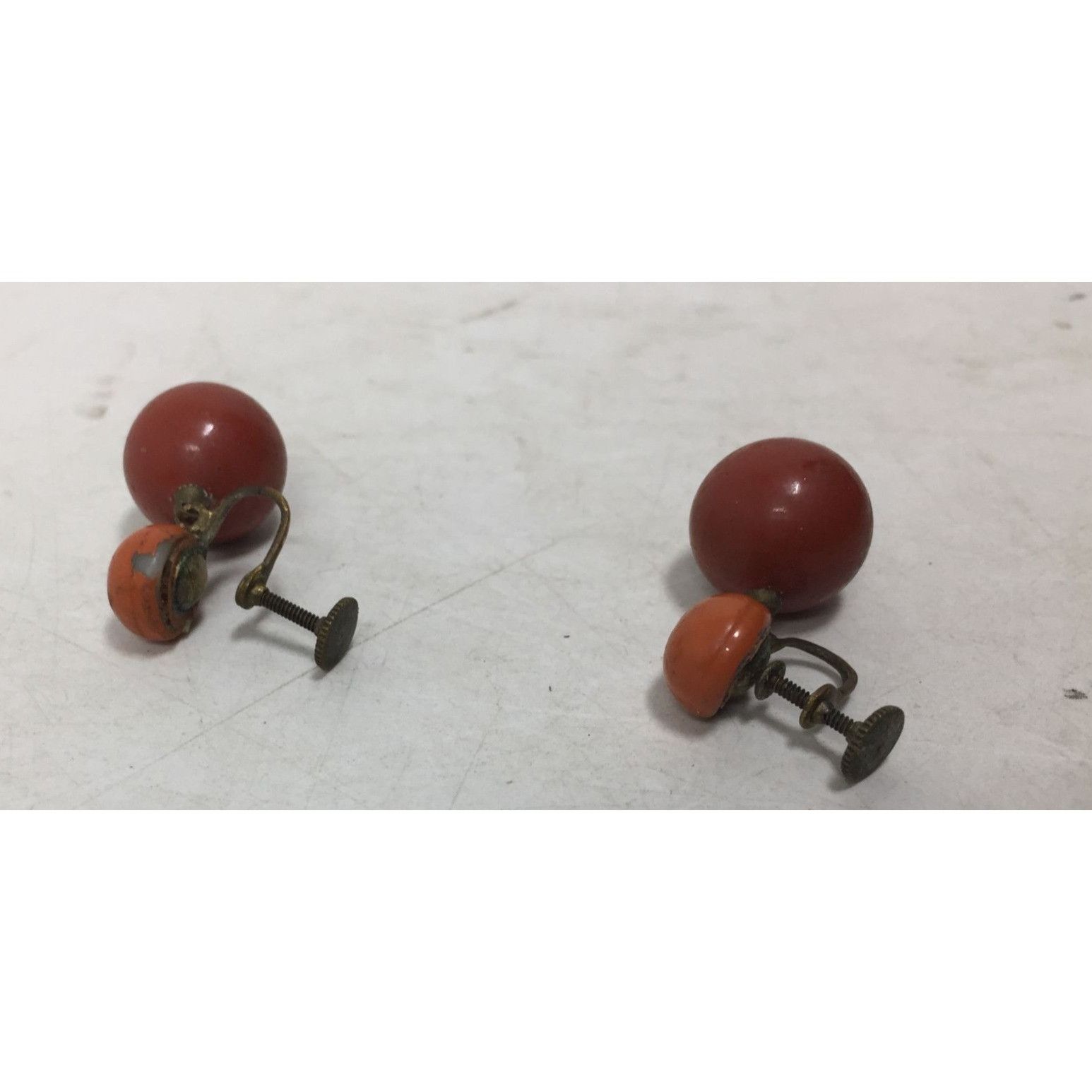 Other Women's Vintage Orange and Gold Tone Dangle Screw Back Earri Size ONE SIZE - 6 Thumbnail