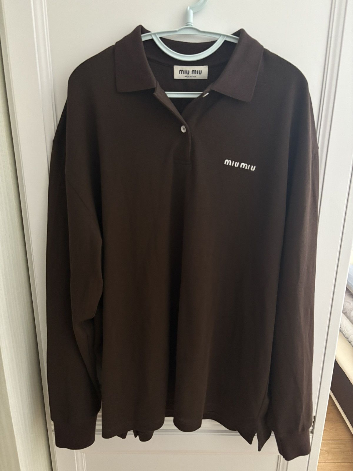 Miu Logo Polo Long- Sleeve Shirt