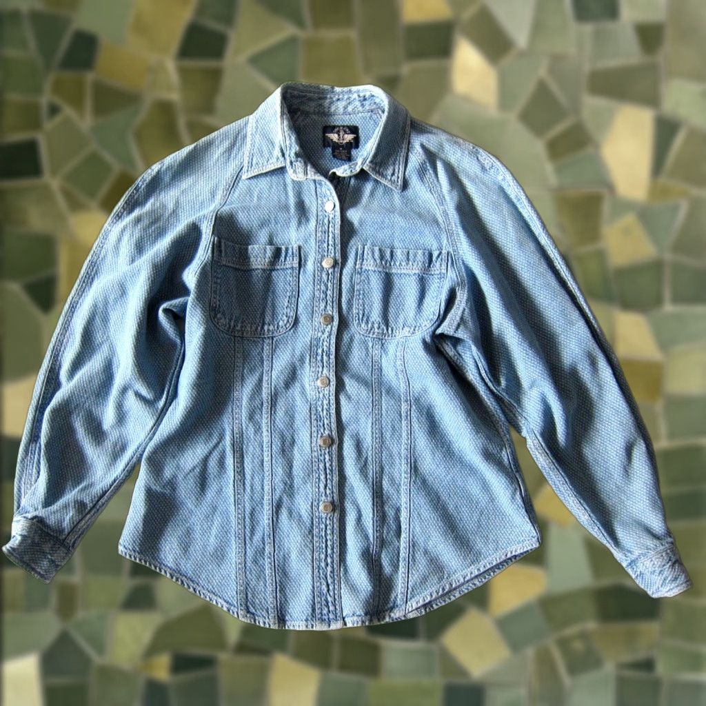 Dockers VINTAGE Dockers 100% Textured Cotton Button Down Long Sleeve Denim Jean Shirt M Size M / US 6-8 / IT 42-44 - 1 Thumbnail