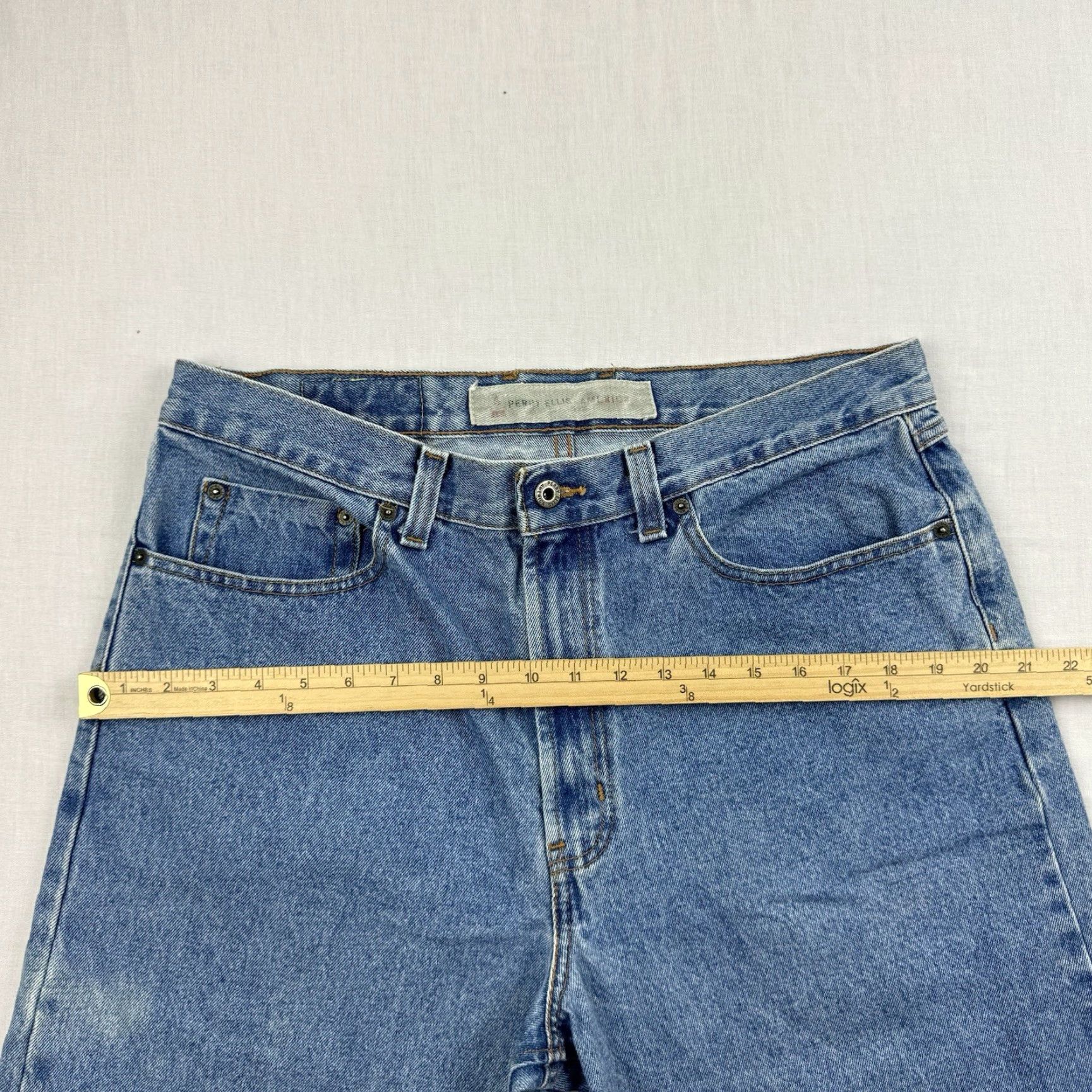 Perry Ellis VINTAGE Perry Ellis Baggy Jeans Men 36x32 Blue Punk Grunge 90s Y2K Jeans Hipster Straight Jeans Mens Size US 36 / EU 52 - 7 Thumbnail