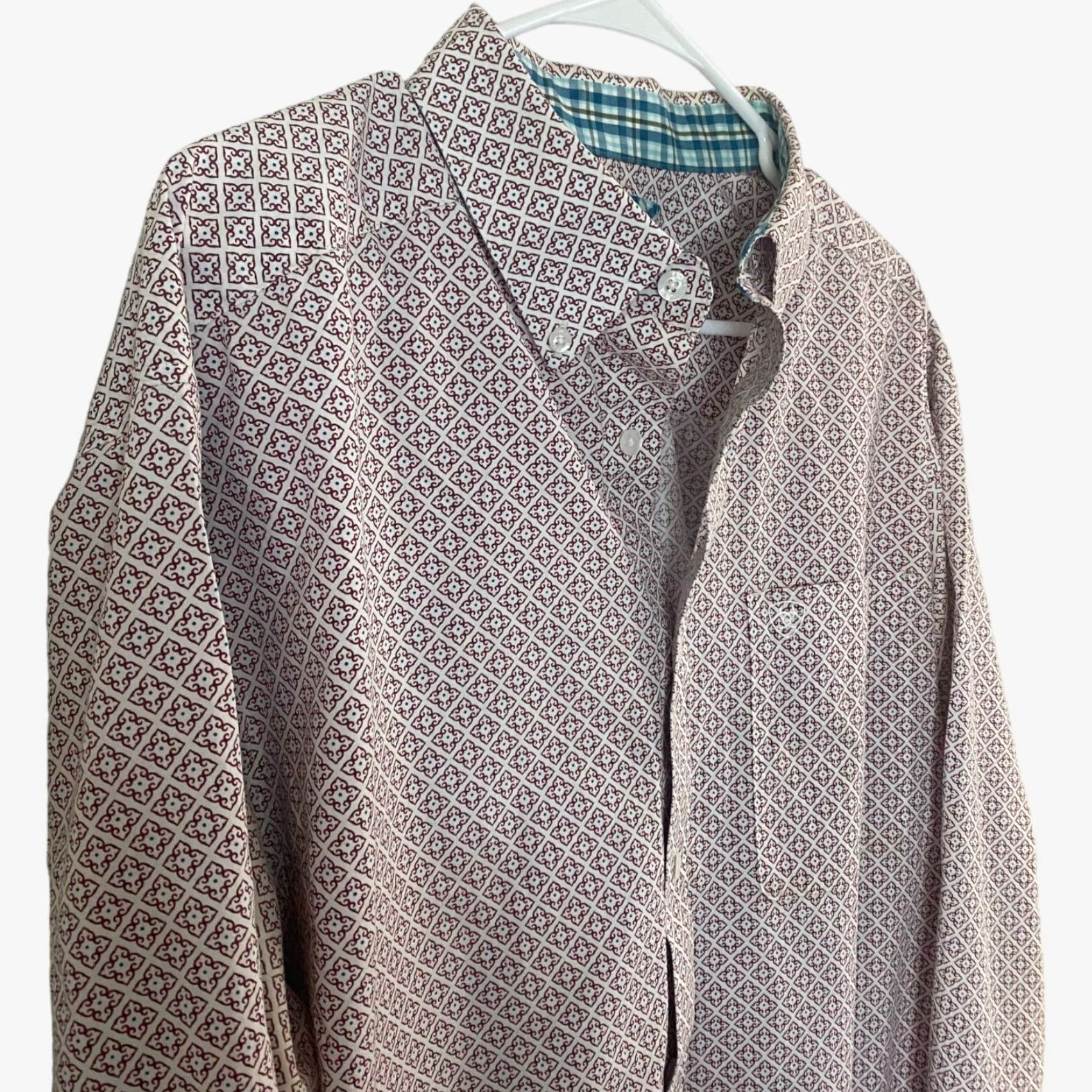 Ariat VINTAGE Ariat Western Button-Down Shirt Long Sleeve Geometric Contrasting Cuffs Mens XL Size US XL / EU 56 / 4 - 4 Thumbnail