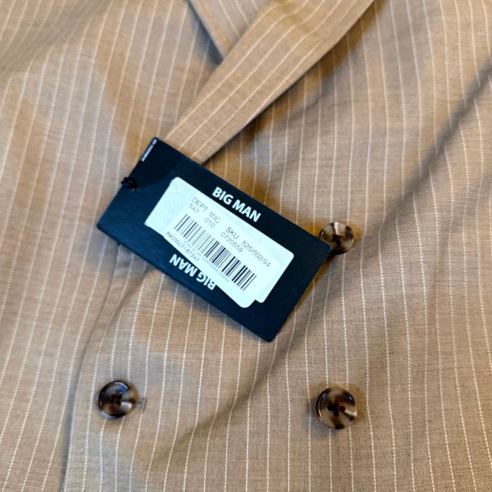 Murano VINTAGE Murano Pinstripe Dress Vest Mens 3XB Beige Double Breasted Big Man NWT Size US XXL / EU 58 / 5 - 4 Thumbnail