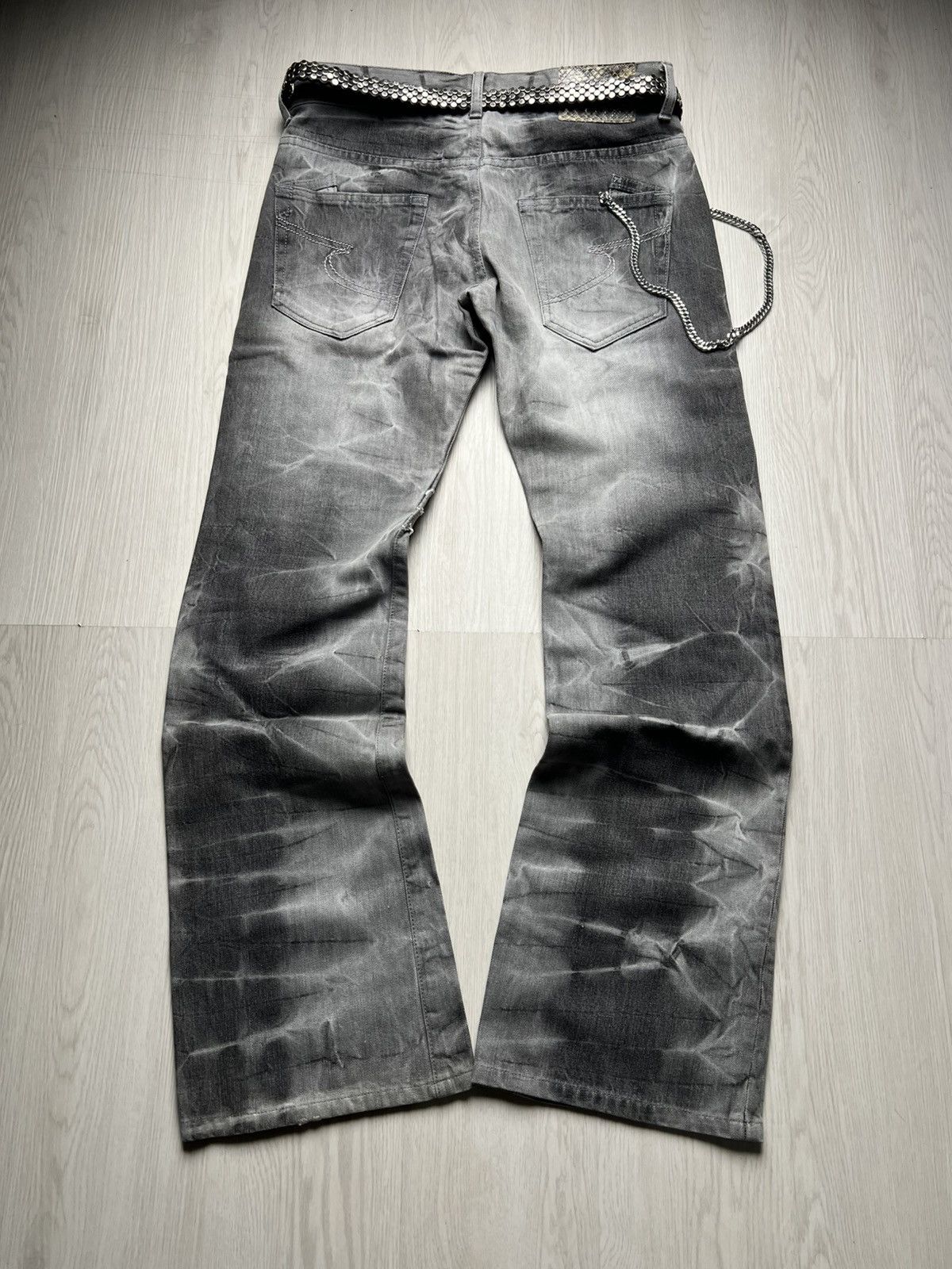 Japanese Brand Semantic Design Studded Mudwash Distressed Flared Denim Size US 31 - 2 Thumbnail