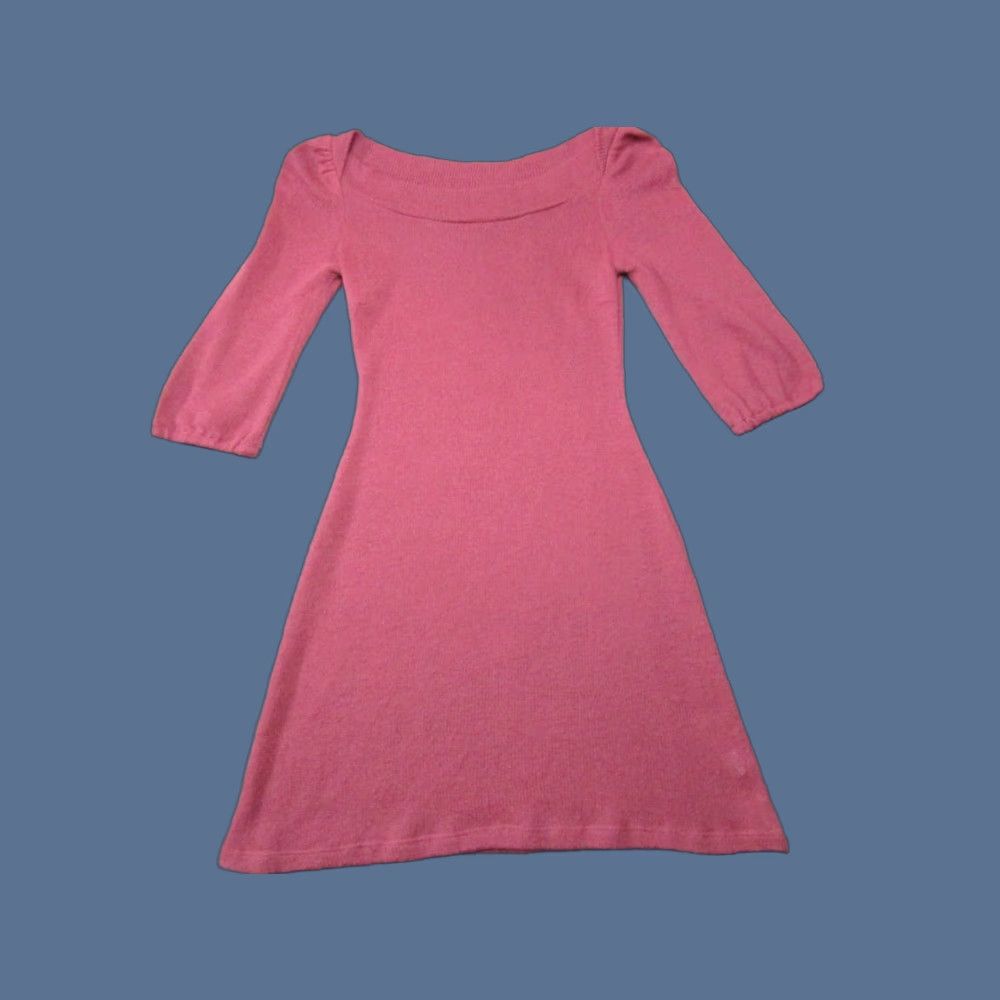 Fire Los Angeles Dress Womens L Pink Knit Winesap Mini Acrylic Boat Neck Short Sleeve Bohemian Knit