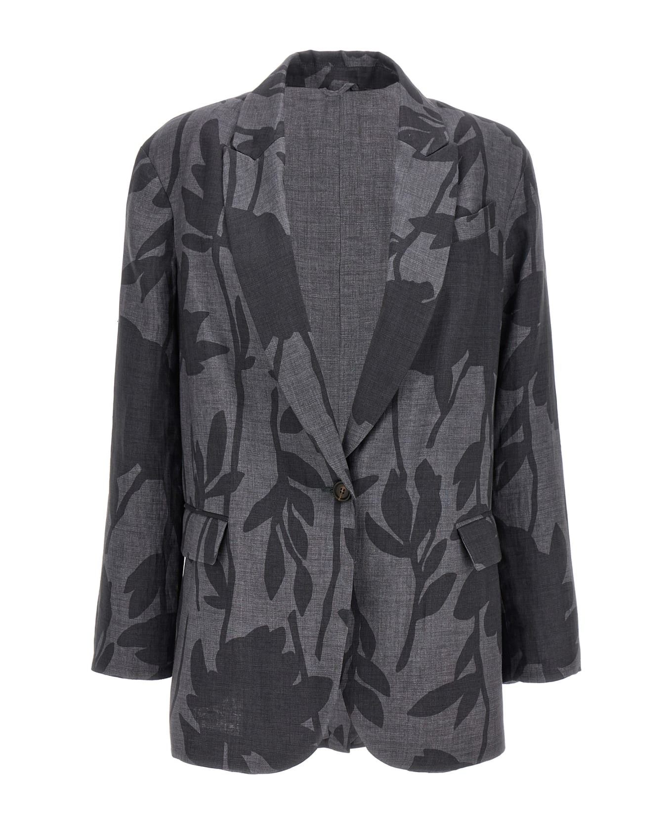 Brunello Cucinelli o1w1db10825 Woven Jacket Wool in Grey Size M / US 6-8 / IT 42-44 - 1 Thumbnail