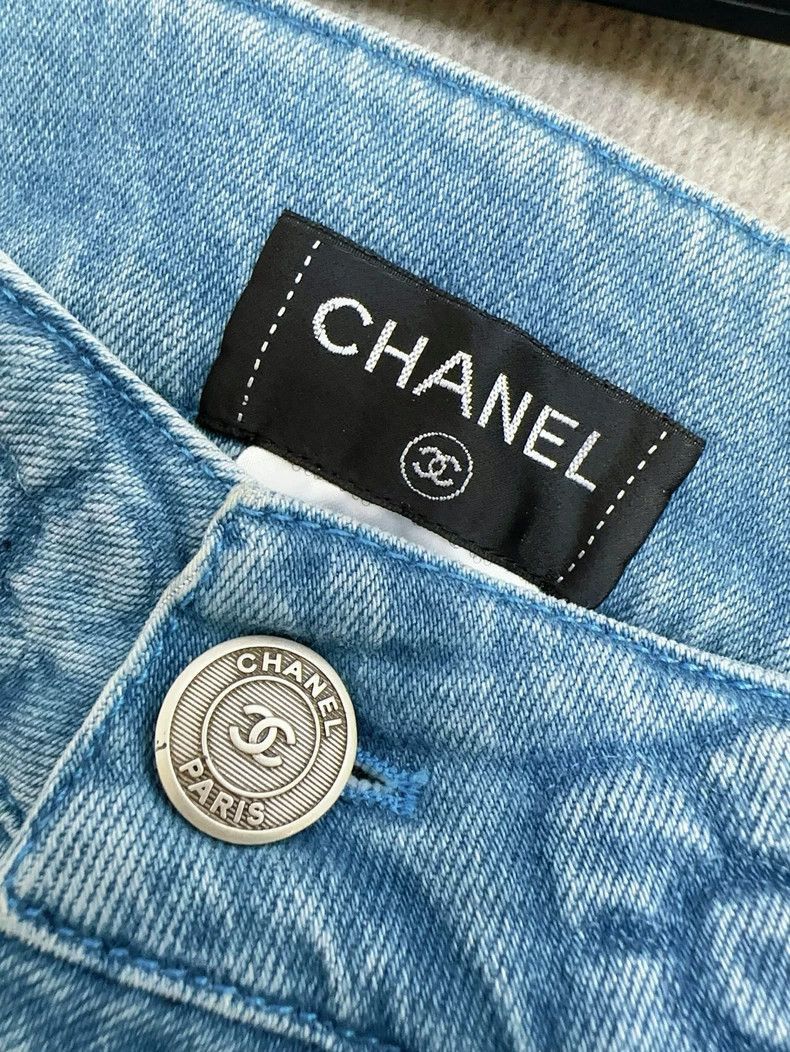 Chanel Chanel Blue Camellia Flared Jeans Size 37" - 6 Thumbnail