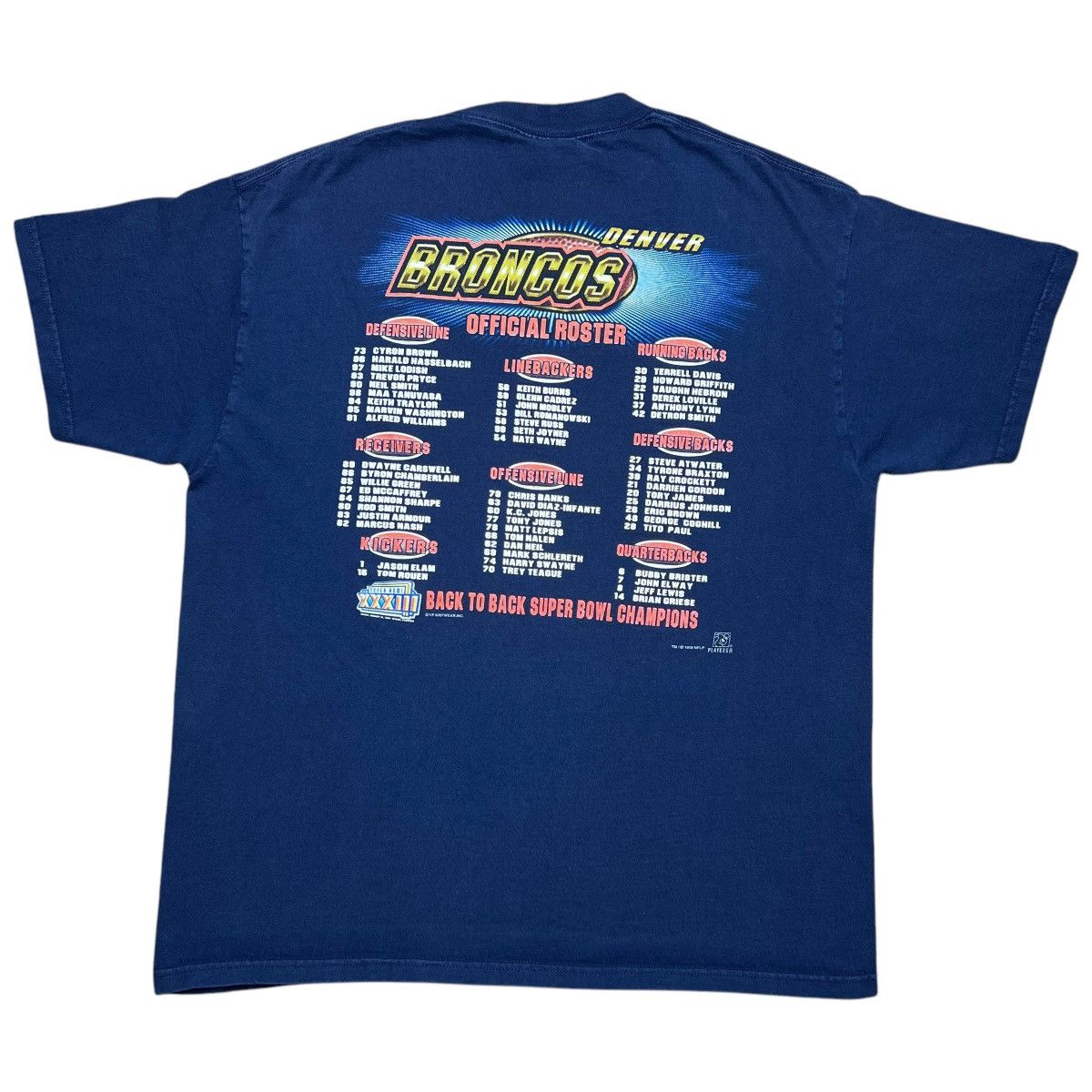 NFL × Vintage 90s NFL Denver Broncos Back To Back Super Bowl Champions Tee Size US L / EU 52-54 / 3 - 2 Thumbnail