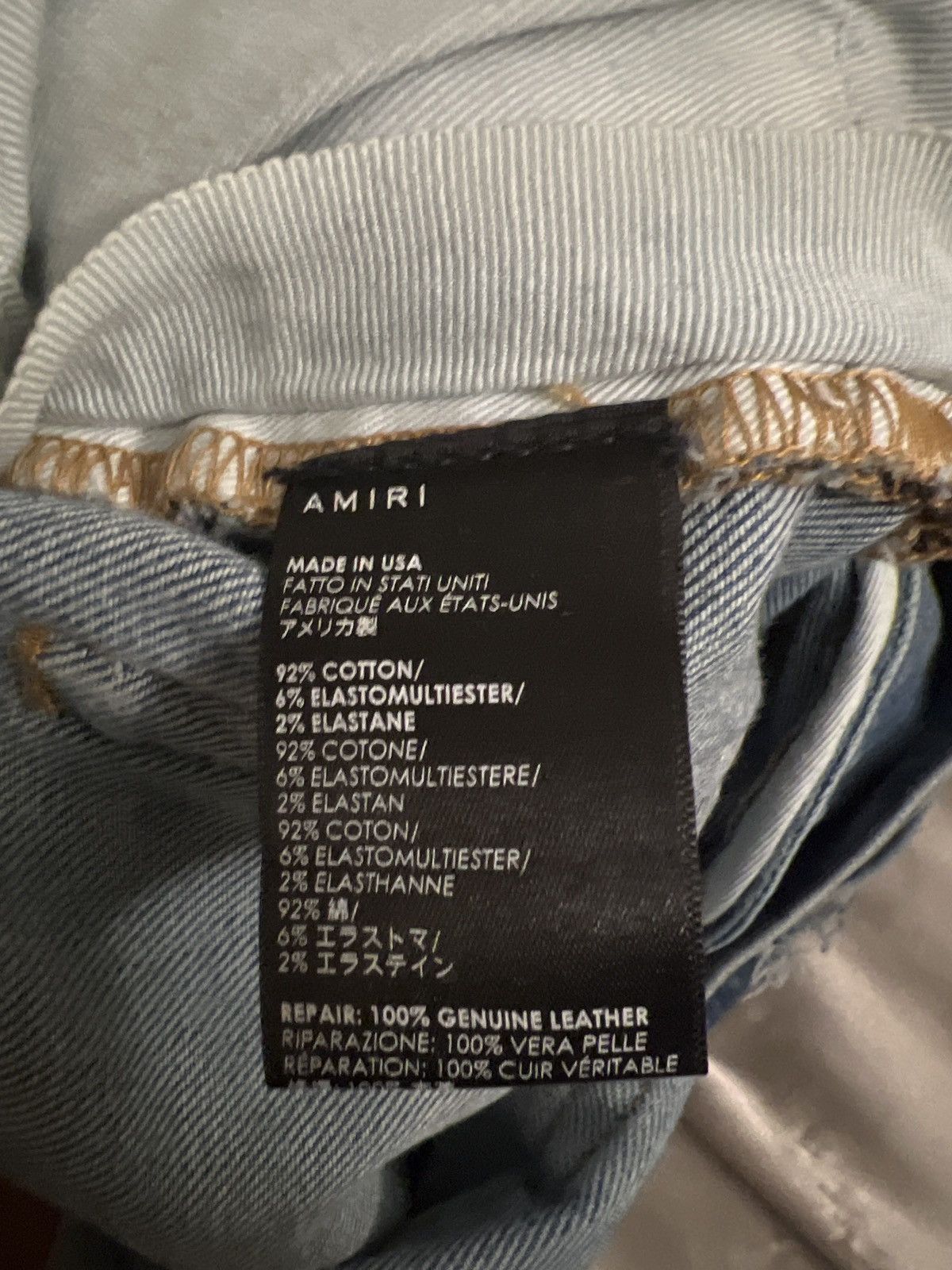 Amiri Amiri Old English Leather Logo Clay Indigo Denim Jeans Size US 34 / EU 50 - 5 Thumbnail