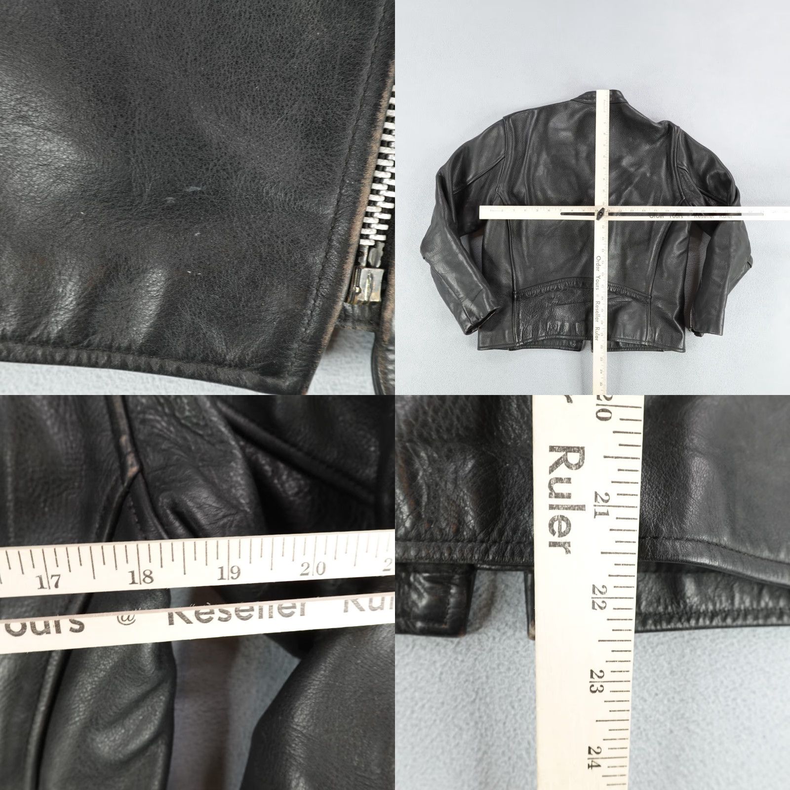 Vintage VINTAGE Vanson Jacket Mens 38 Black Moto Bomber Leather Coat Full Zip Up Biker Size US XXS / EU 40 - 8 Thumbnail