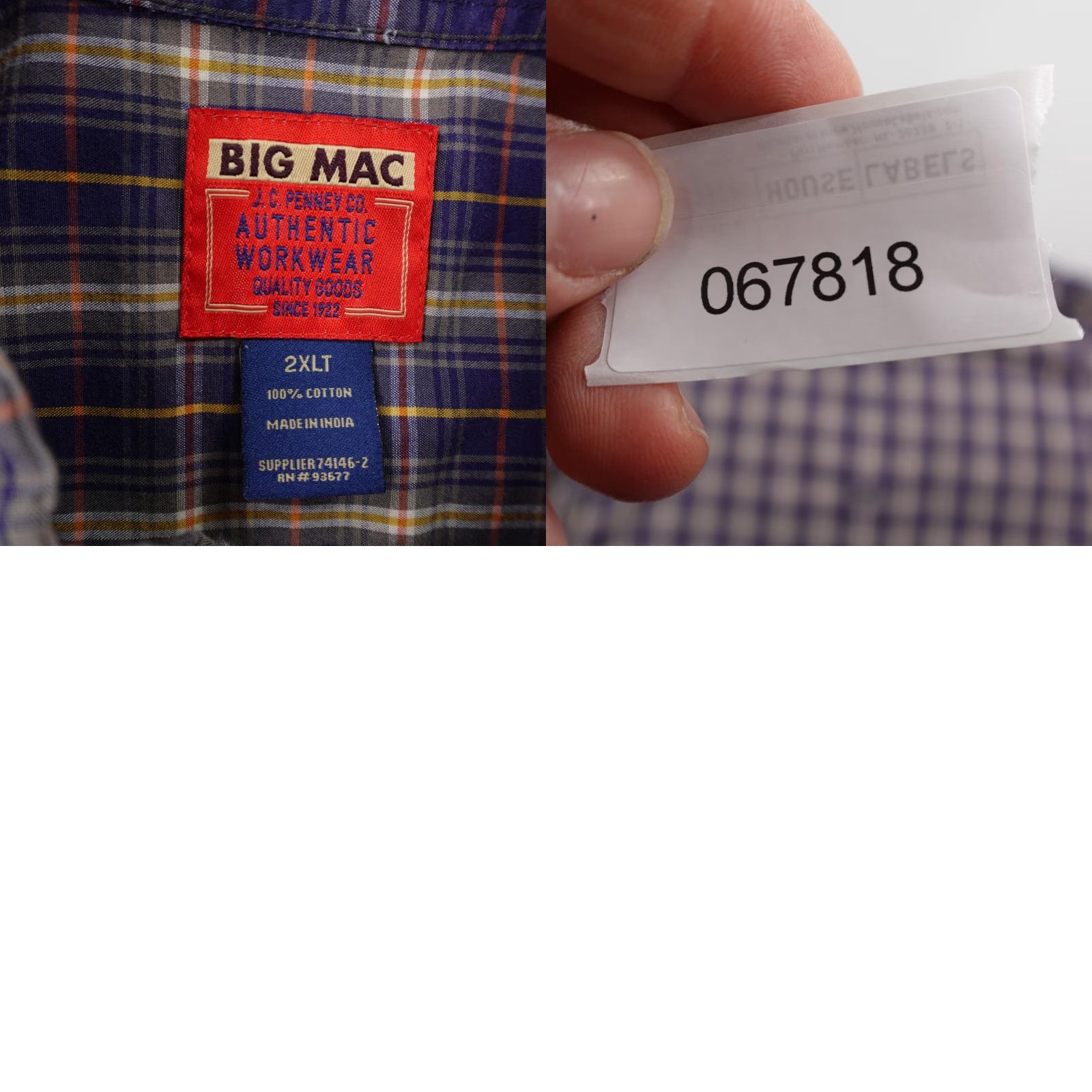 Vintage VINTAGE Big Mac Shirt Mens 2XL Tall Blue Orange Plaid Button-Up Work Utility Y2K Shirt Size US XXL / EU 58 / 5 - 8 Thumbnail