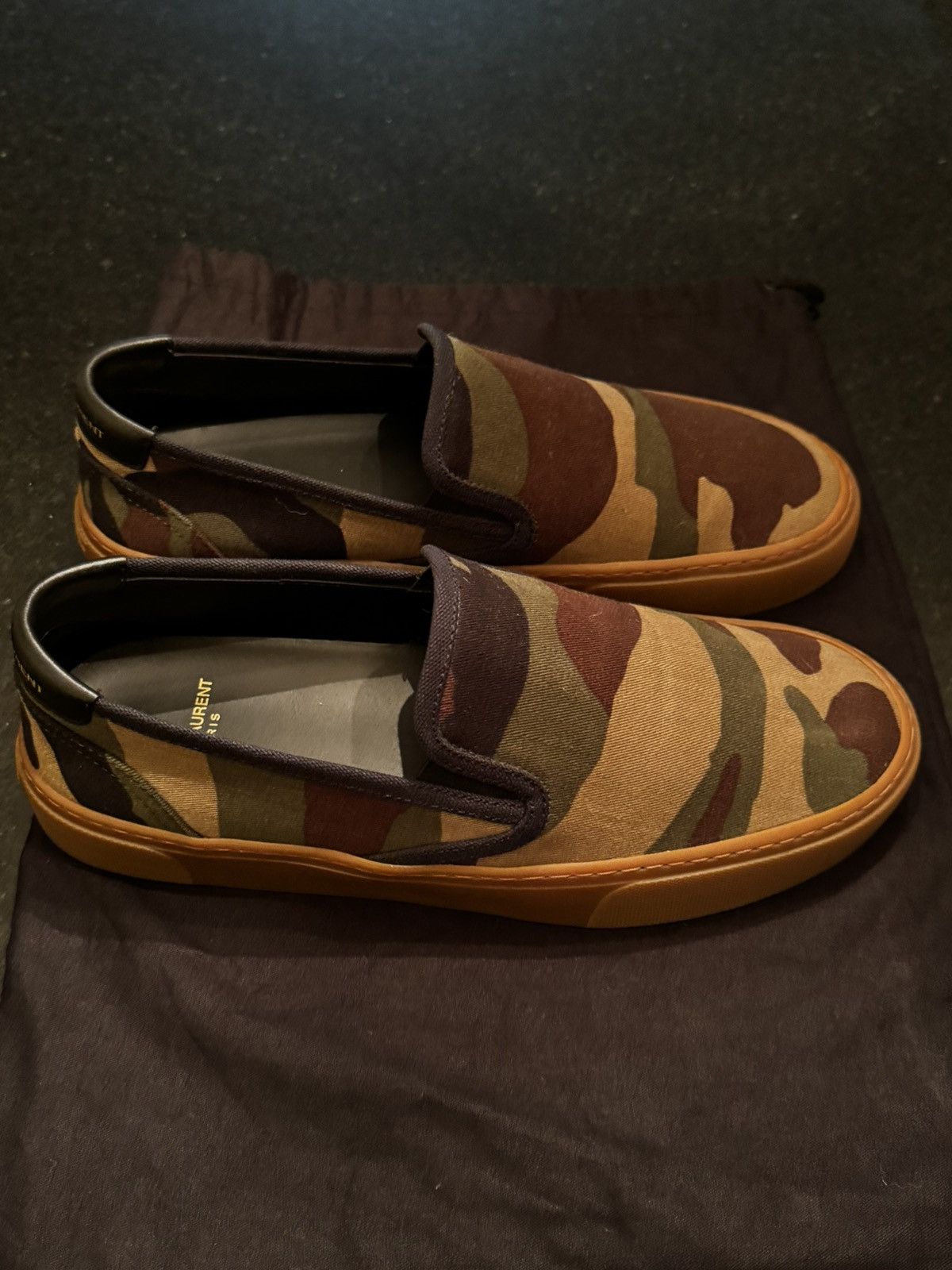 Saint Laurent Paris Men’s Saint Laurent Paris Camo Slip-ons Size US 8 / EU 41 - 11 Thumbnail