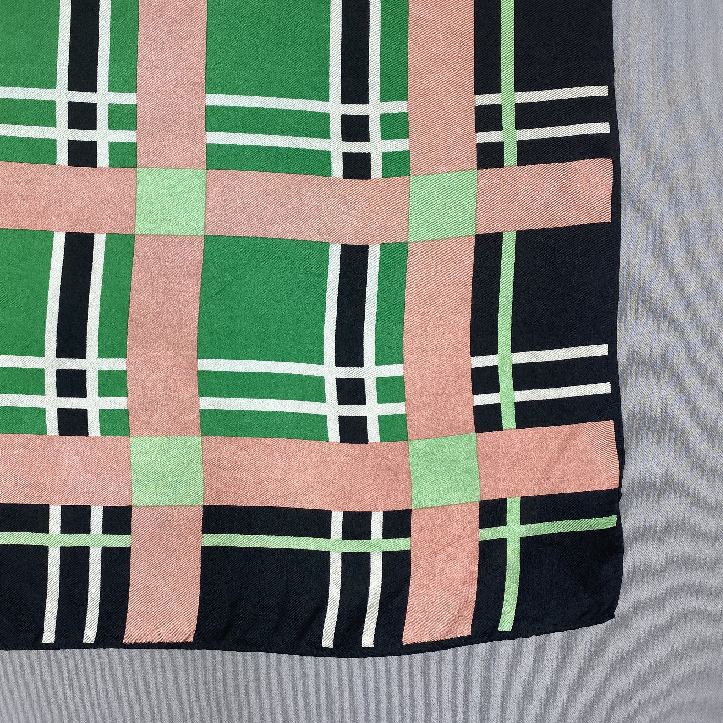 Japanese Brand Vintage Plaid SILK Scarf Twill Stole Wraps Scarves Size ONE SIZE - 5 Thumbnail