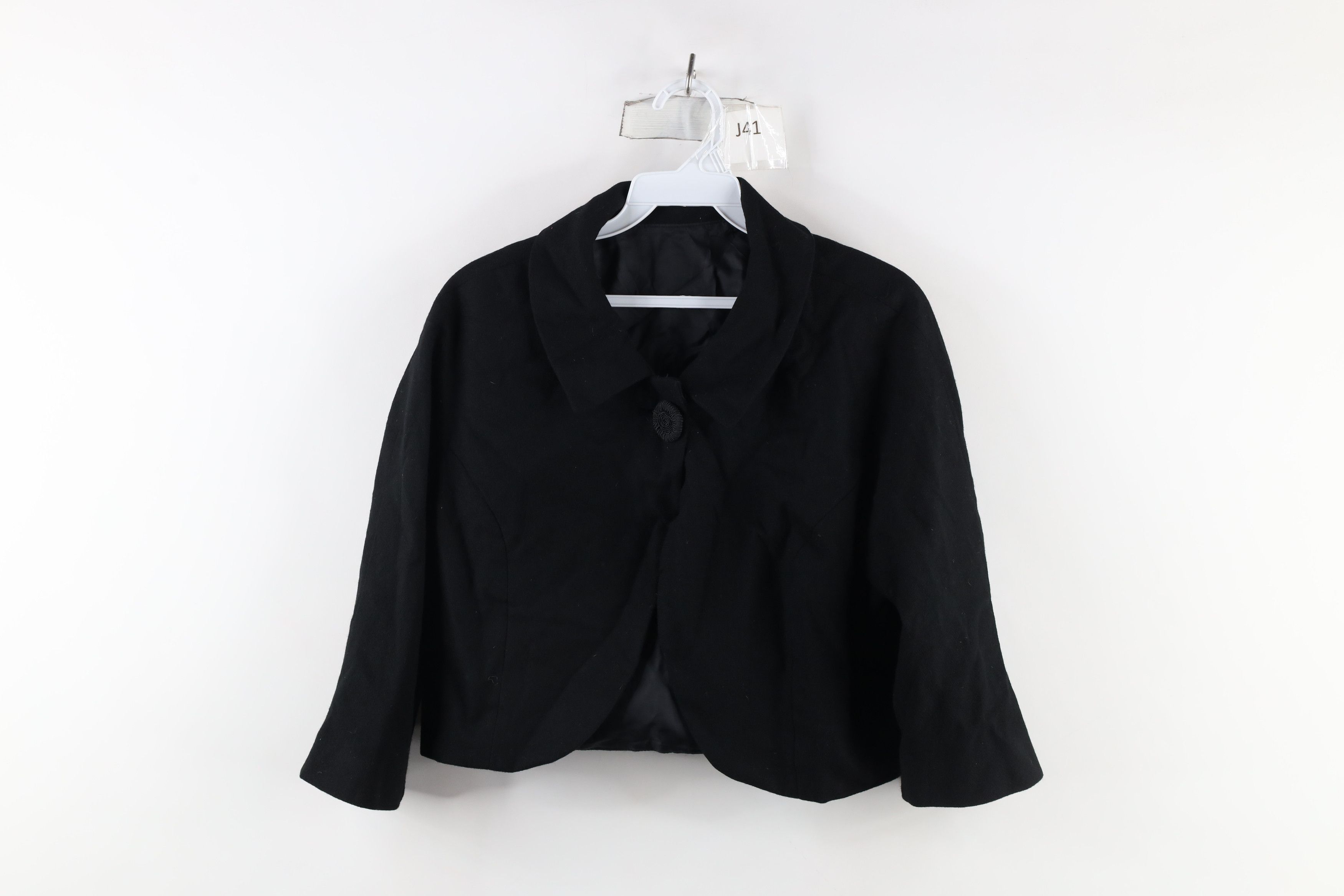 Vintage Vintage 50s Rockabilly Button Wool Cropped Blazer Jacket USA Size XXL / US 16-18 / IT 52-54 - 1 Thumbnail