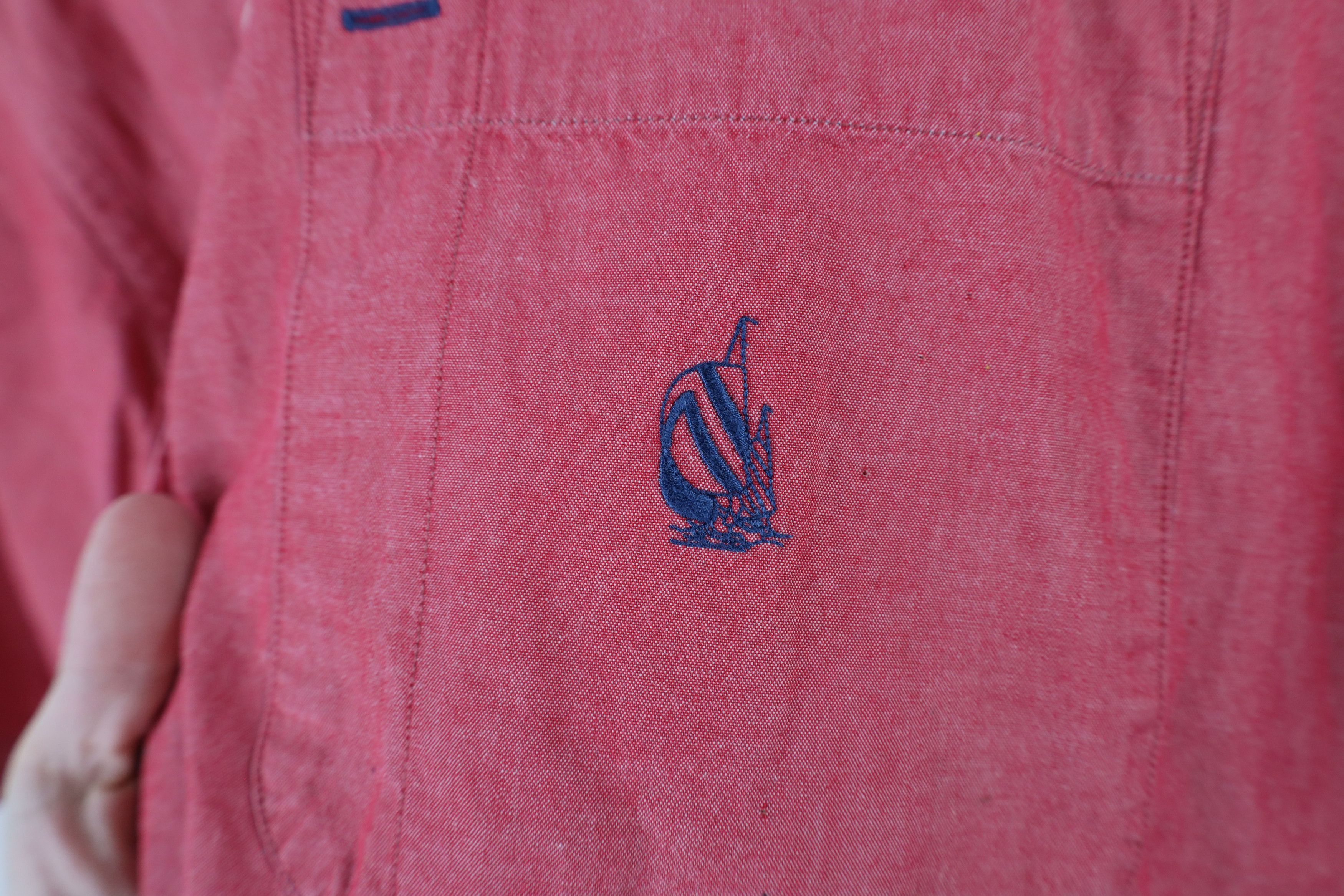 Nautica × Vintage Vintage 90s Nautica Chambray Short Sleeve Button Down Shirt Size US L / EU 52-54 / 3 - 4 Thumbnail