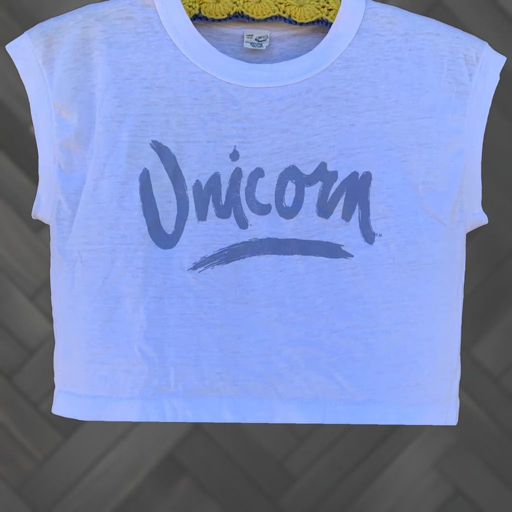 Vintage VINTAGE Unicorn Sleeveless Crop Top Muscle Tee Half Shirt T Shirt L 70s 80s Size L / US 10 / IT 46 - 1 Thumbnail