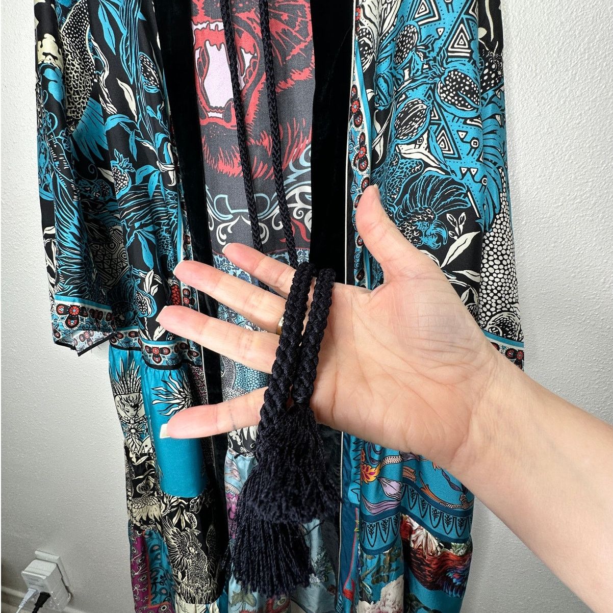 F.R.S F.R.S. Cream Black Blue Red Multi Bird Floral Tiger Kimono M Size 27" / US 4 / IT 40 - 8 Thumbnail