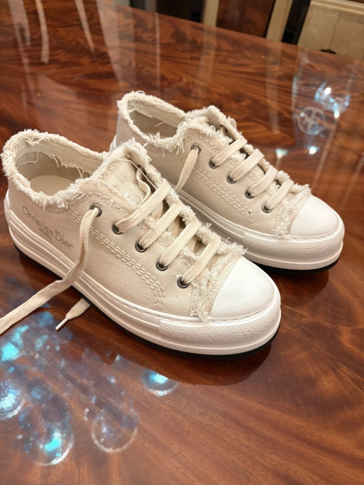 Dior Dior Walk’n’Dior Platform Sneakers Canvas Ecru 02U 7.5 US Size US 7.5 / IT 37.5 - 2 Thumbnail