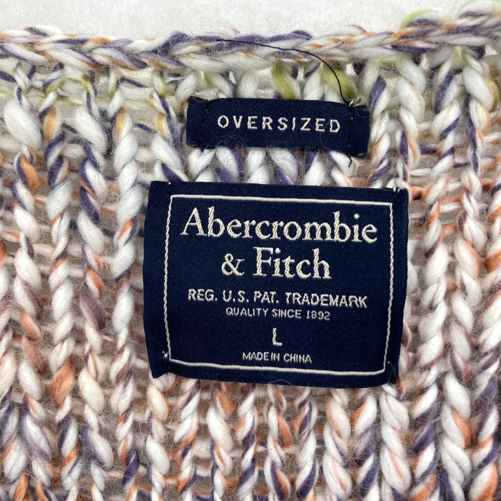 Abercrombie & Fitch Abercrombie & Fitch Oversized Cable Knit Sweater Large Rainbow Wool Boat Neck Pullover Women Size L / US 10 / IT 46 - 4 Thumbnail