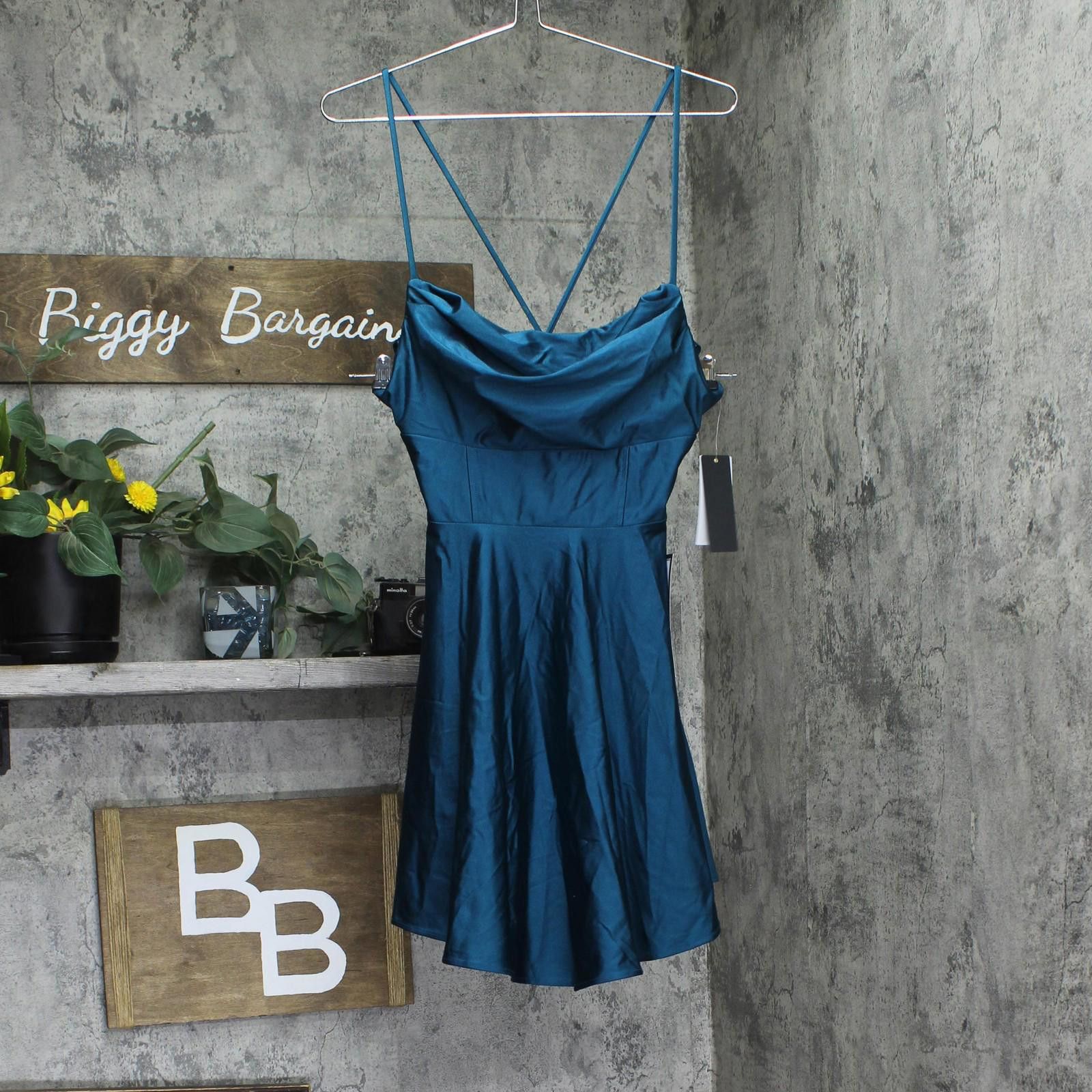 Other City Studios Satin Fit Flare Dress Teal Blue Green 7/8 Size M / US 6-8 / IT 42-44 - 1 Thumbnail