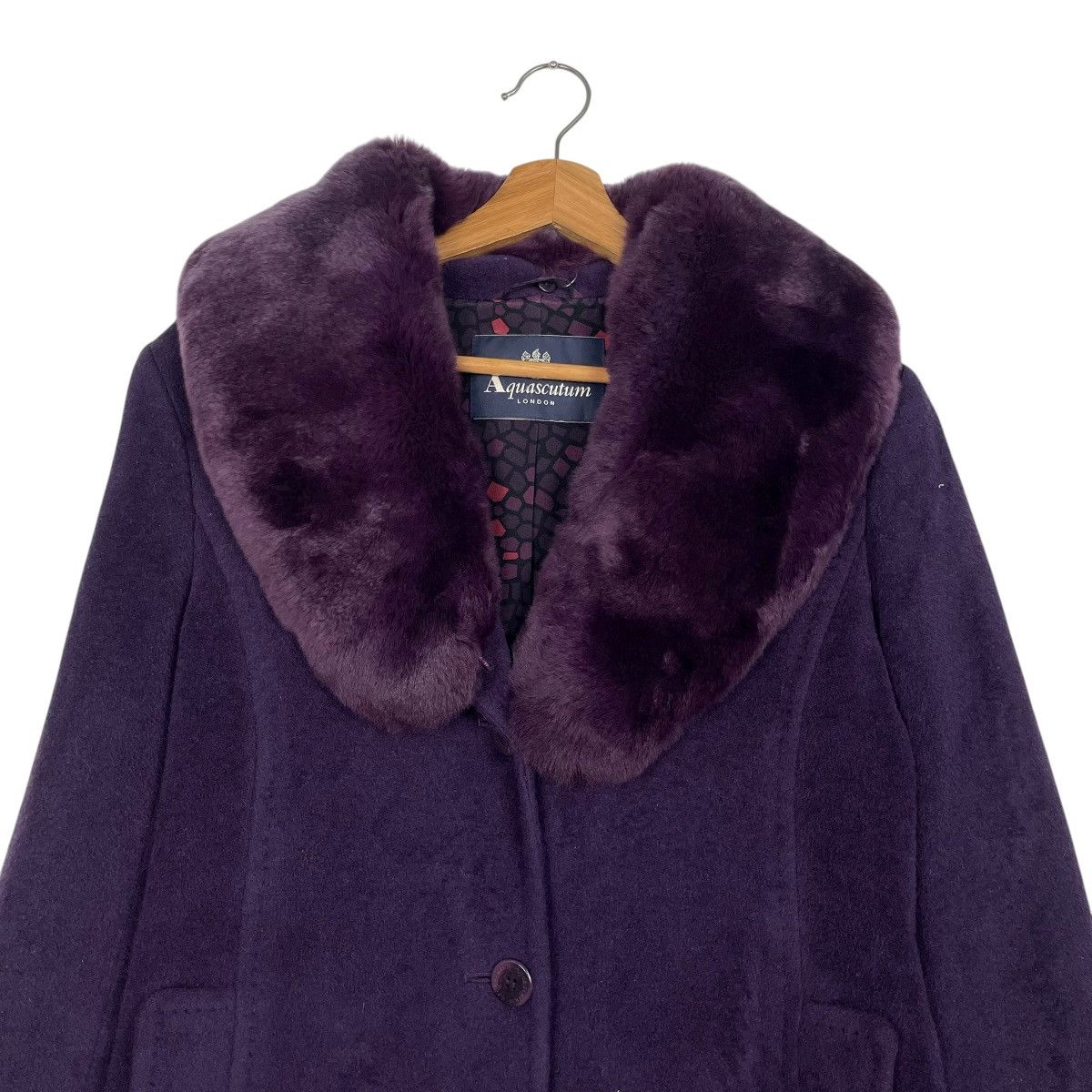 Aquascutum Aquascutum Rabbit Fur Purple Wool Coat Size S / US 4 / IT 40 - 2 Thumbnail