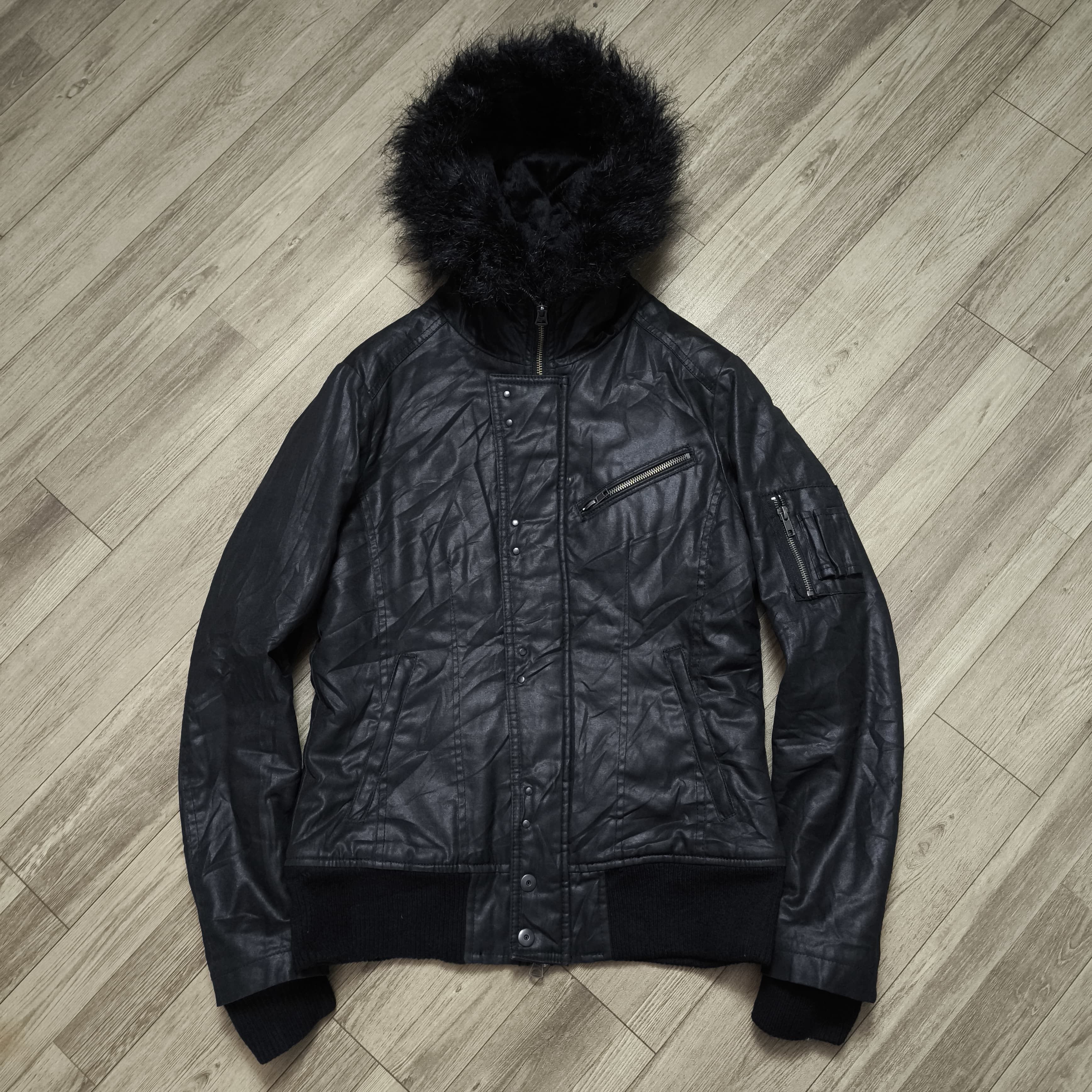 14th Addiction 2000s Japanese brand Civarize Waxed Fur Trim Jacket Size US S / EU 44-46 / 1 - 2 Thumbnail