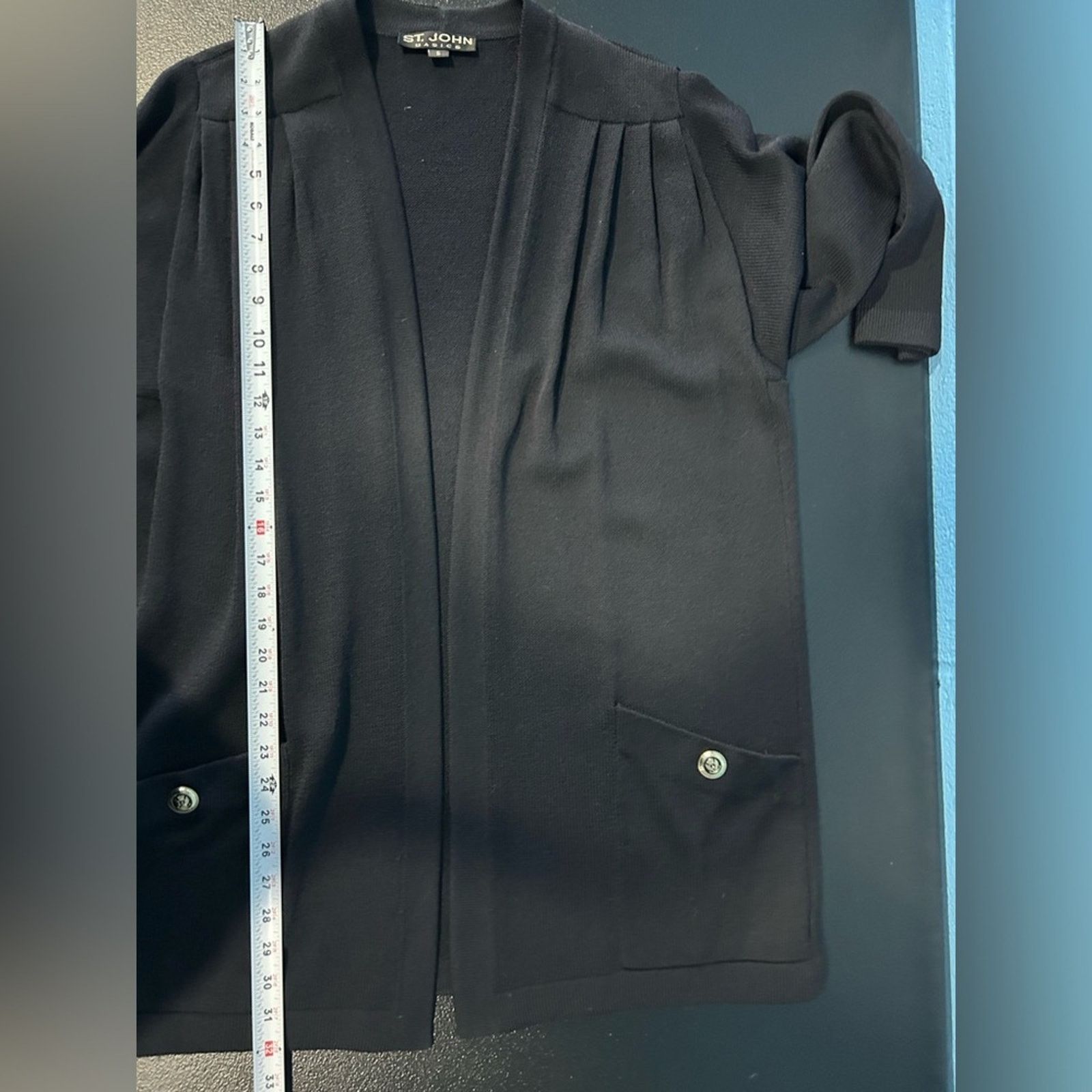 St. John St. John Santana Black Basics Long Cardigan Knit Pockets S Size S / US 4 / IT 40 - 7 Thumbnail