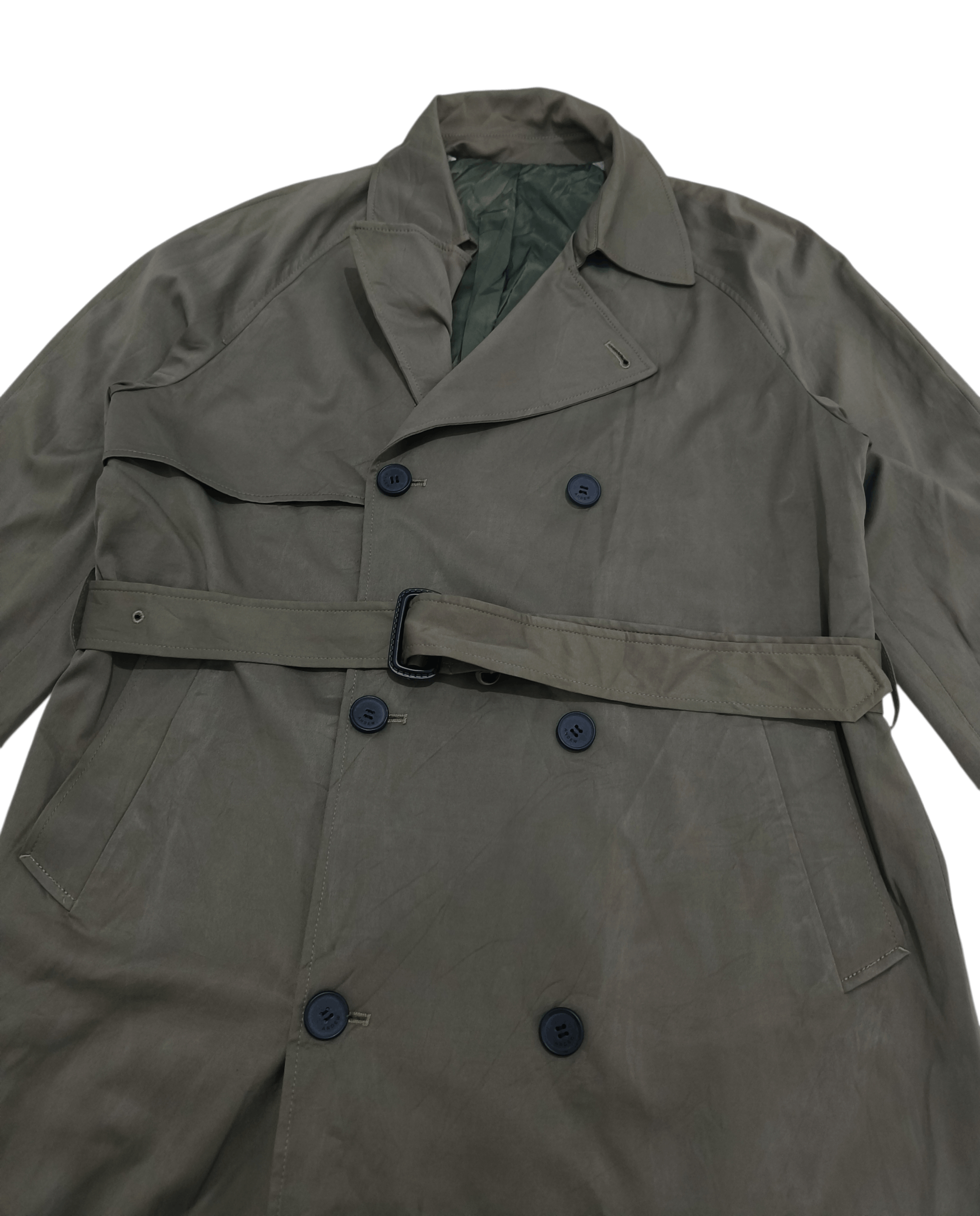 Other ANDEW Women's Green Belted Trench Coat / Spy Coat Size L / US 10 / IT 46 - 2 Thumbnail